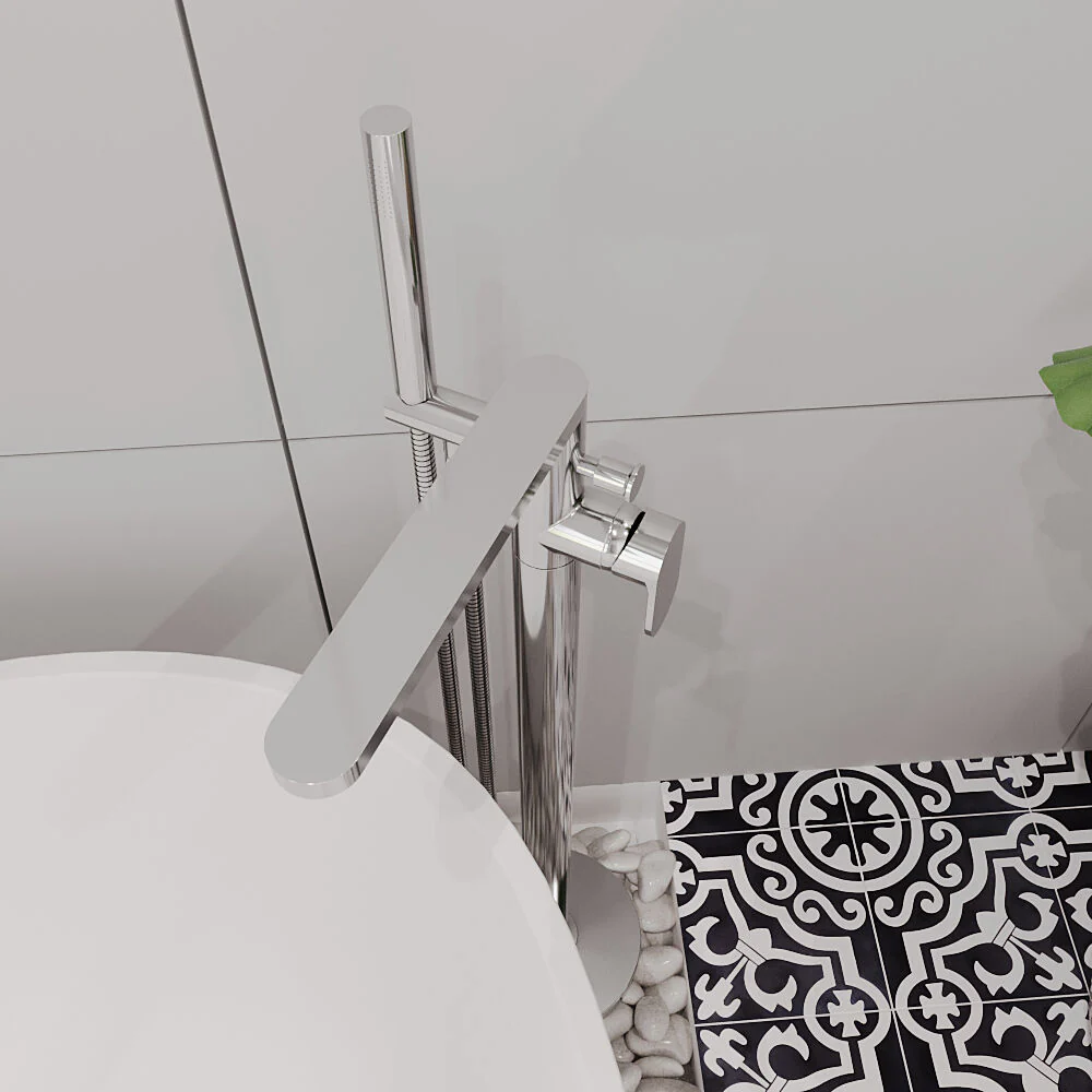 Enville Modern Freestanding Round Bath Shower Mixer Tap with Lever Handle and Kit - Choice of Colour - Image 10