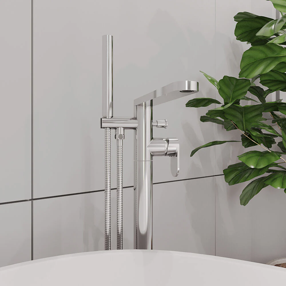 Enville Modern Freestanding Round Bath Shower Mixer Tap with Lever Handle and Kit - Choice of Colour - Image 11