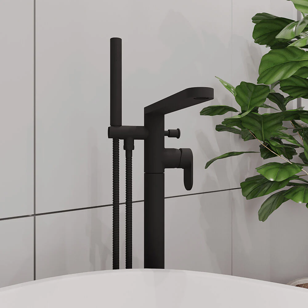 Enville Modern Freestanding Round Bath Shower Mixer Tap with Lever Handle and Kit - Choice of Colour - Image 14