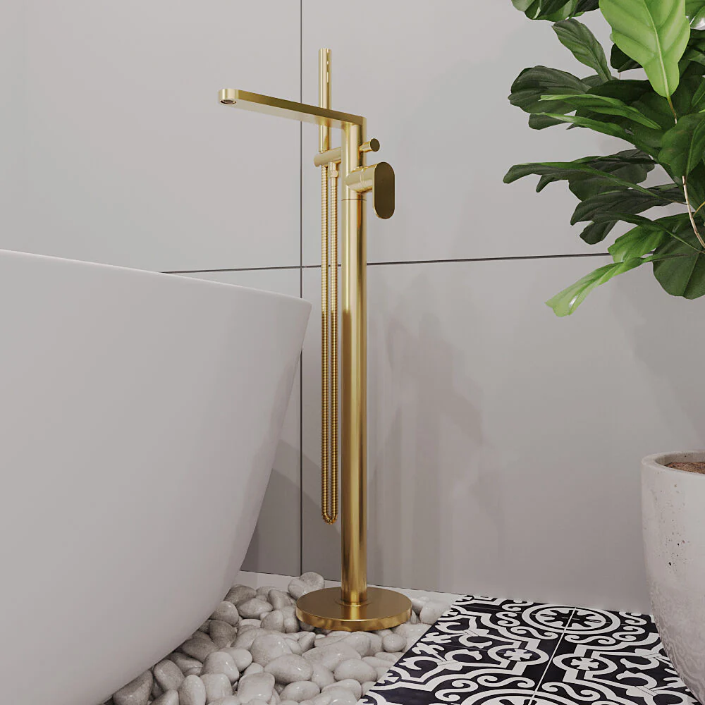 Enville Modern Freestanding Round Bath Shower Mixer Tap with Lever Handle and Kit - Choice of Colour - Image 18