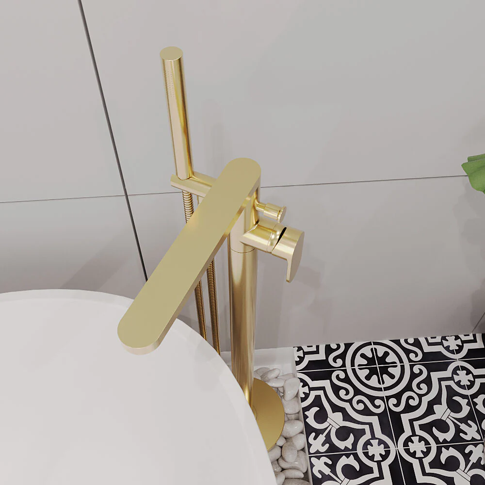 Enville Modern Freestanding Round Bath Shower Mixer Tap with Lever Handle and Kit - Choice of Colour - Image 19