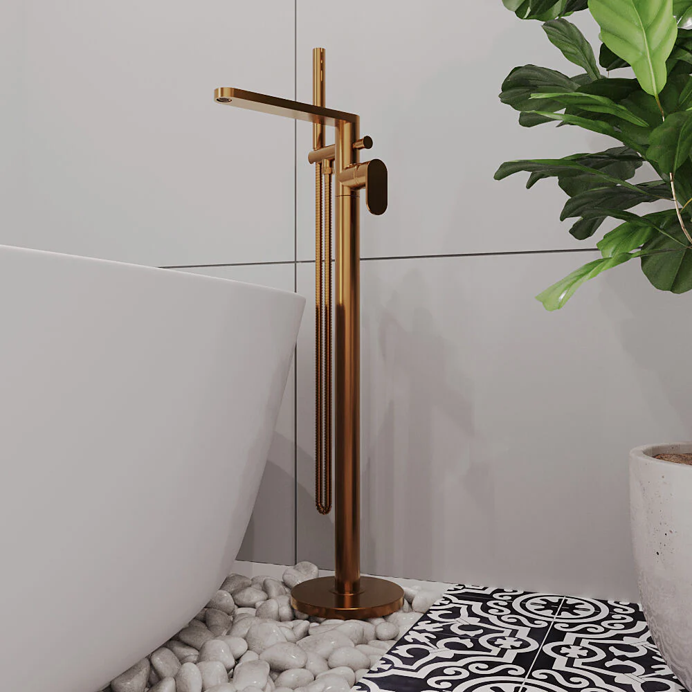 Enville Modern Freestanding Round Bath Shower Mixer Tap with Lever Handle and Kit - Choice of Colour - Image 6