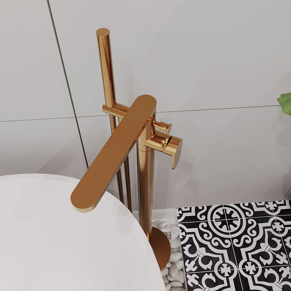 Enville Modern Freestanding Round Bath Shower Mixer Tap with Lever Handle and Kit - Choice of Colour - Image 7