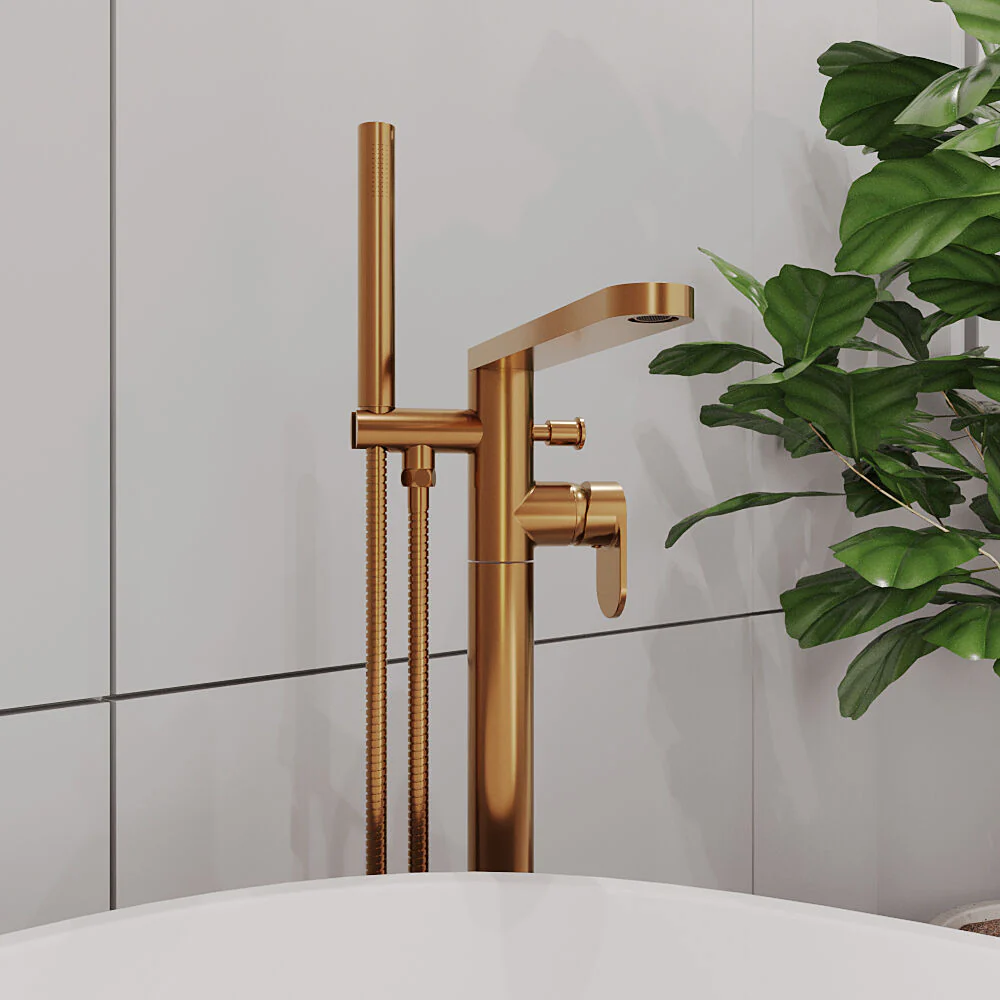 Enville Modern Freestanding Round Bath Shower Mixer Tap with Lever Handle and Kit - Choice of Colour - Image 8