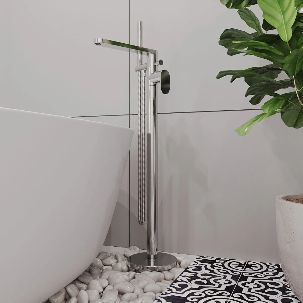 Enville Modern Freestanding Round Bath Shower Mixer Tap with Lever Handle and Kit - Choice of Colour - Image 9