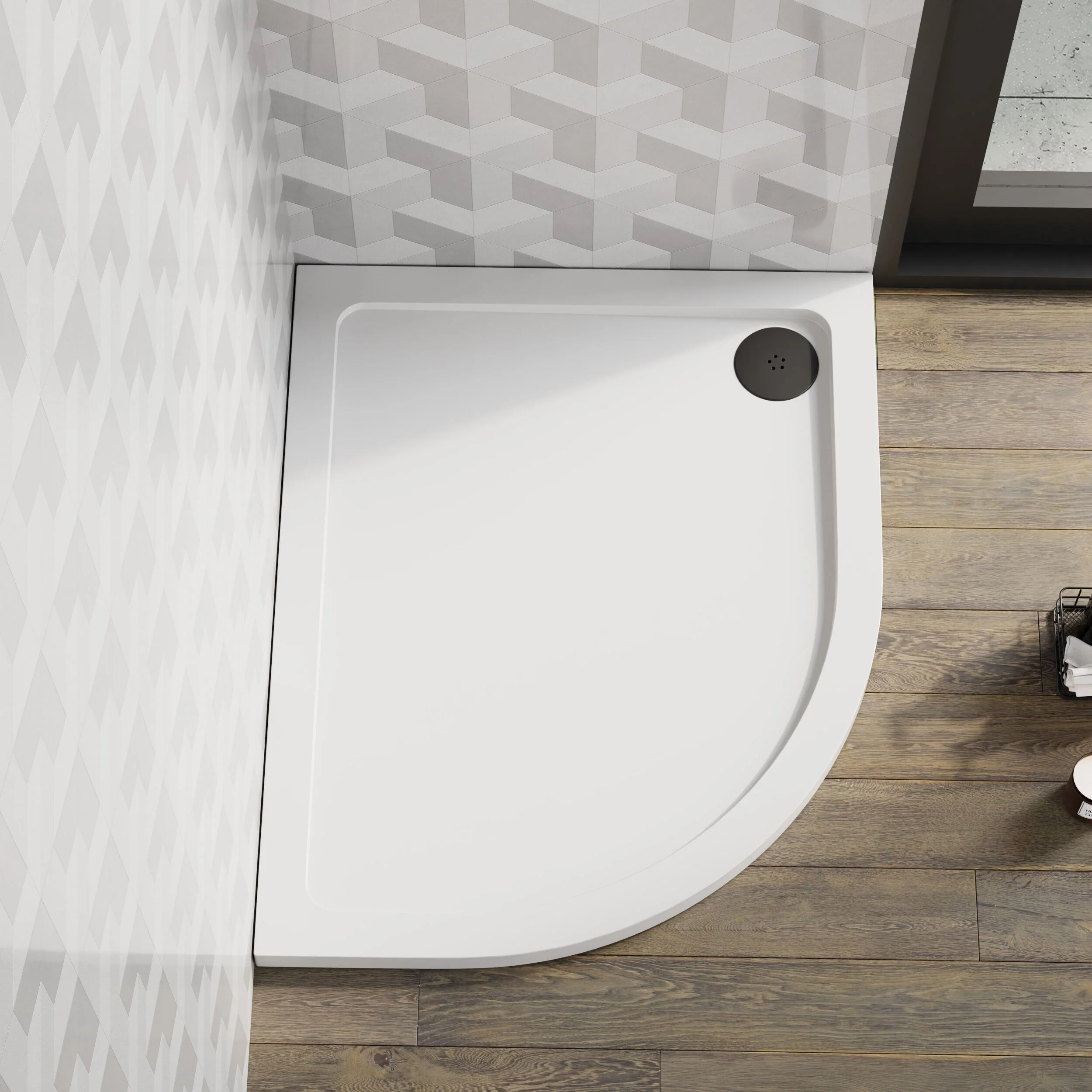 Balterley Shower Tray Modern Offset Quadrant Shower Tray, Left or Right Hand - Choice of Size and Finish - Image 10