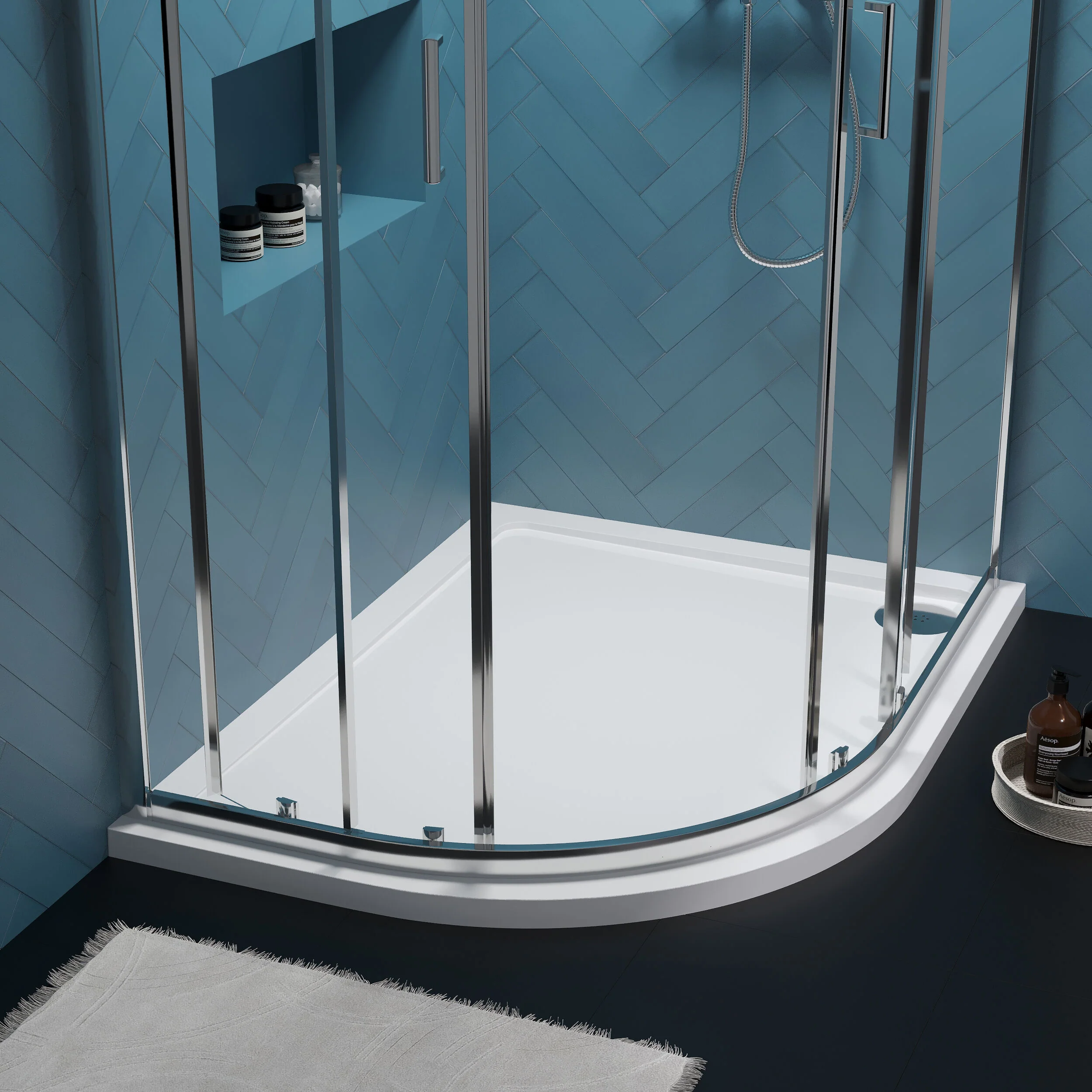Balterley Shower Tray Modern Offset Quadrant Shower Tray, Left or Right Hand - Choice of Size and Finish - Image 11