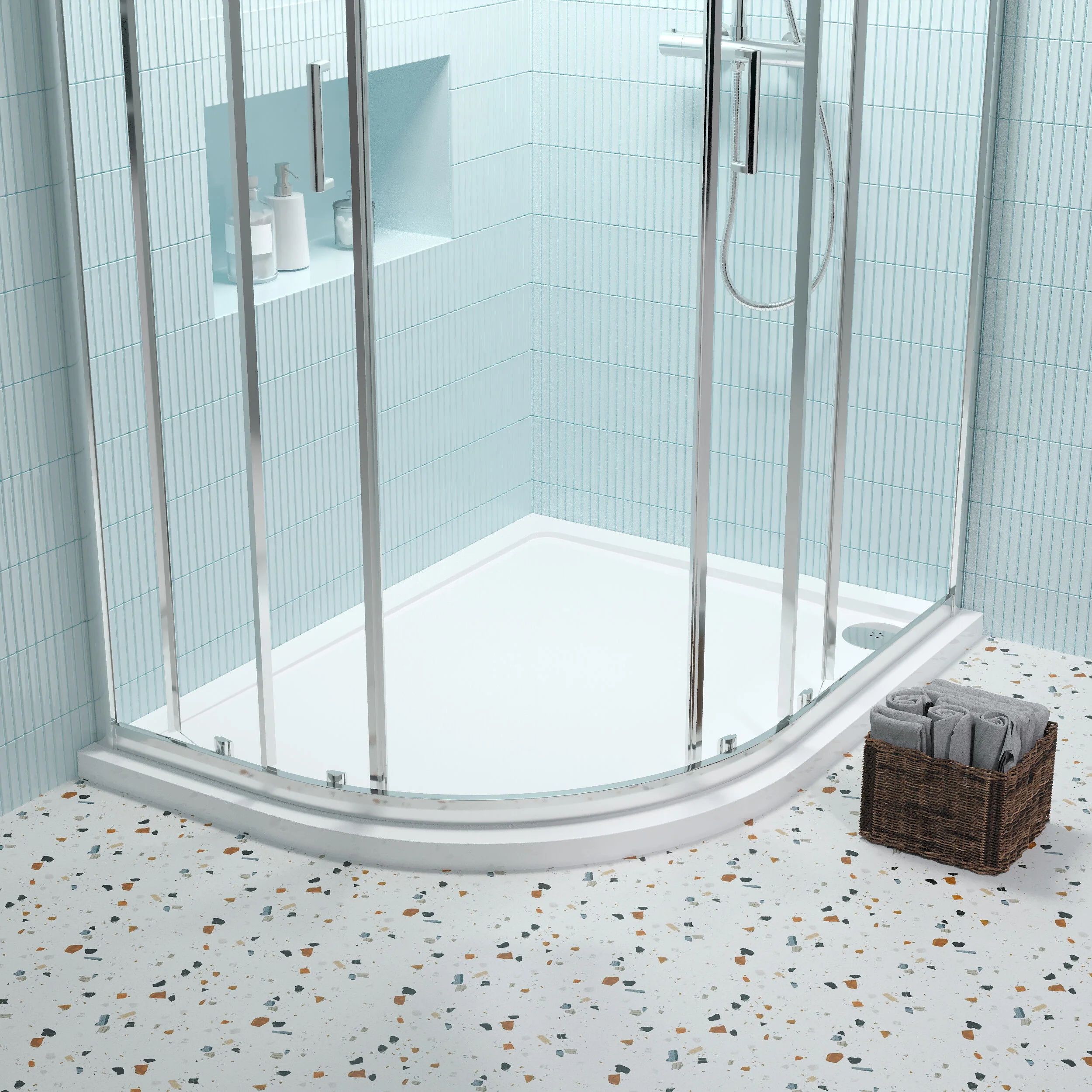 Balterley Shower Tray Modern Offset Quadrant Shower Tray, Left or Right Hand - Choice of Size and Finish - Image 16
