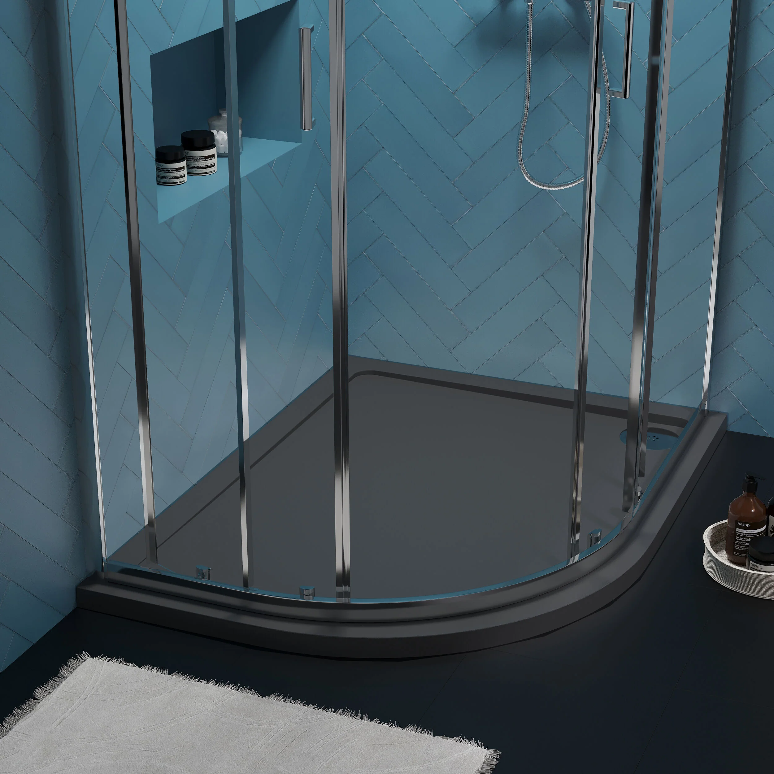 Balterley Shower Tray Modern Offset Quadrant Shower Tray, Left or Right Hand - Choice of Size and Finish - Image 27