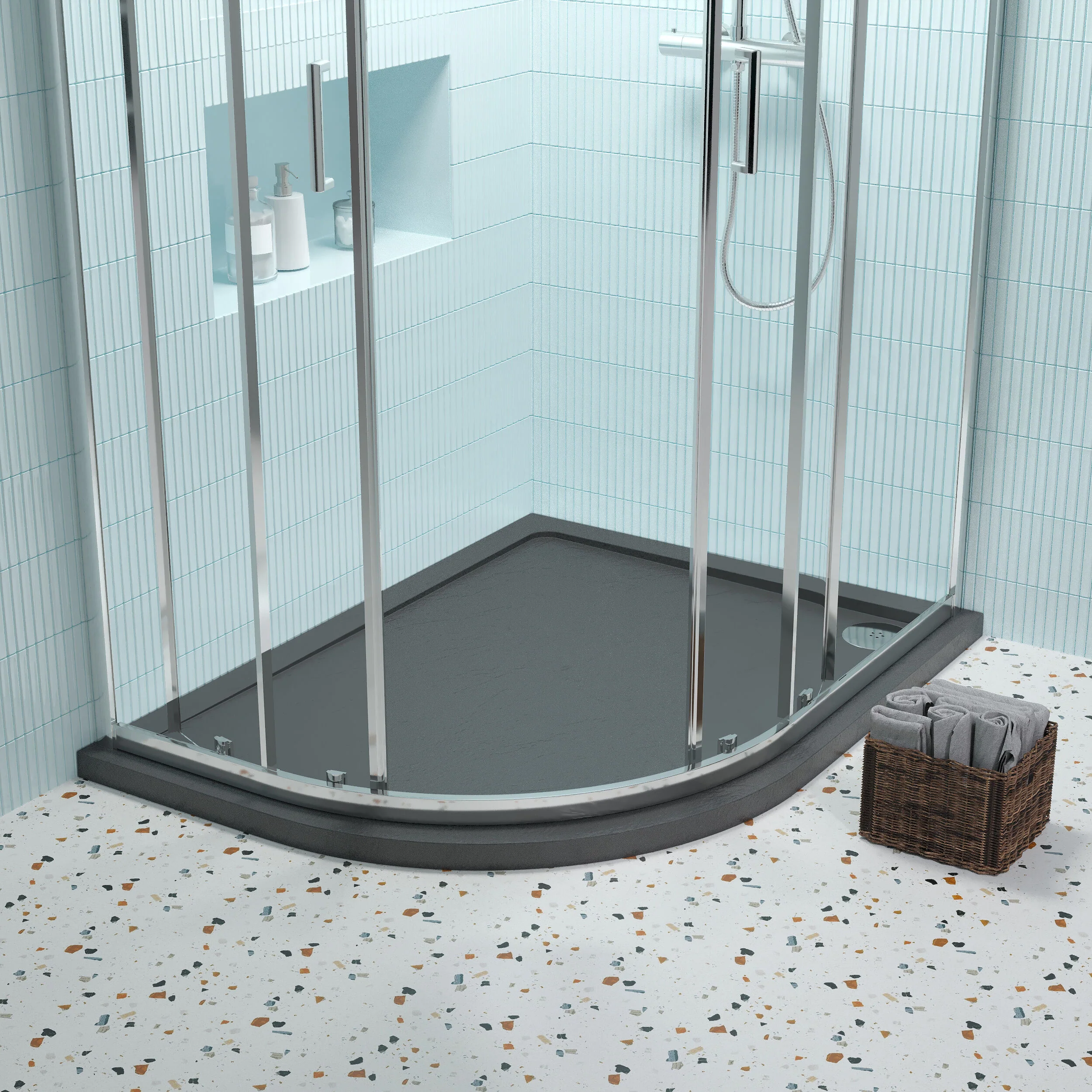 Balterley Shower Tray Modern Offset Quadrant Shower Tray, Left or Right Hand - Choice of Size and Finish - Image 28
