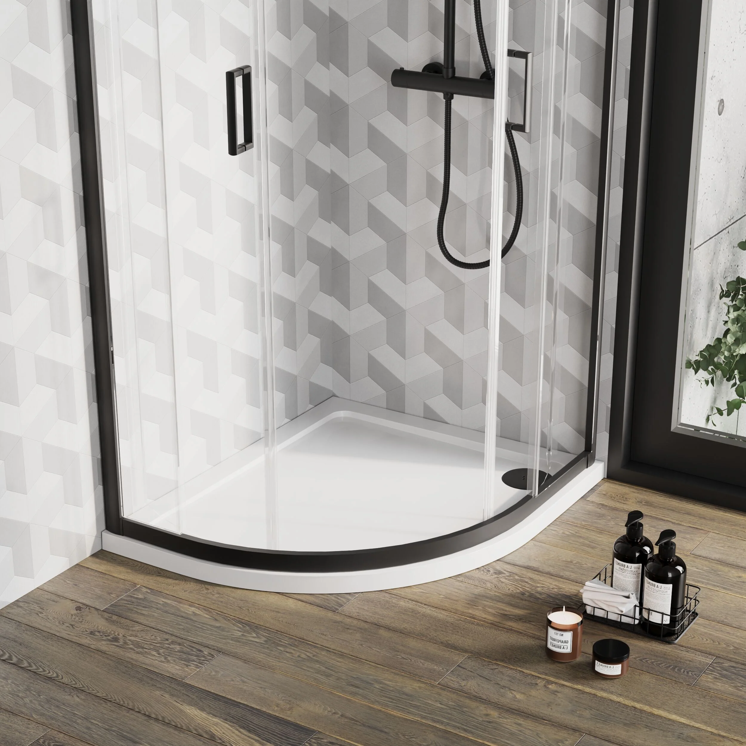 Balterley Shower Tray Modern Offset Quadrant Shower Tray, Left or Right Hand - Choice of Size and Finish - Image 29