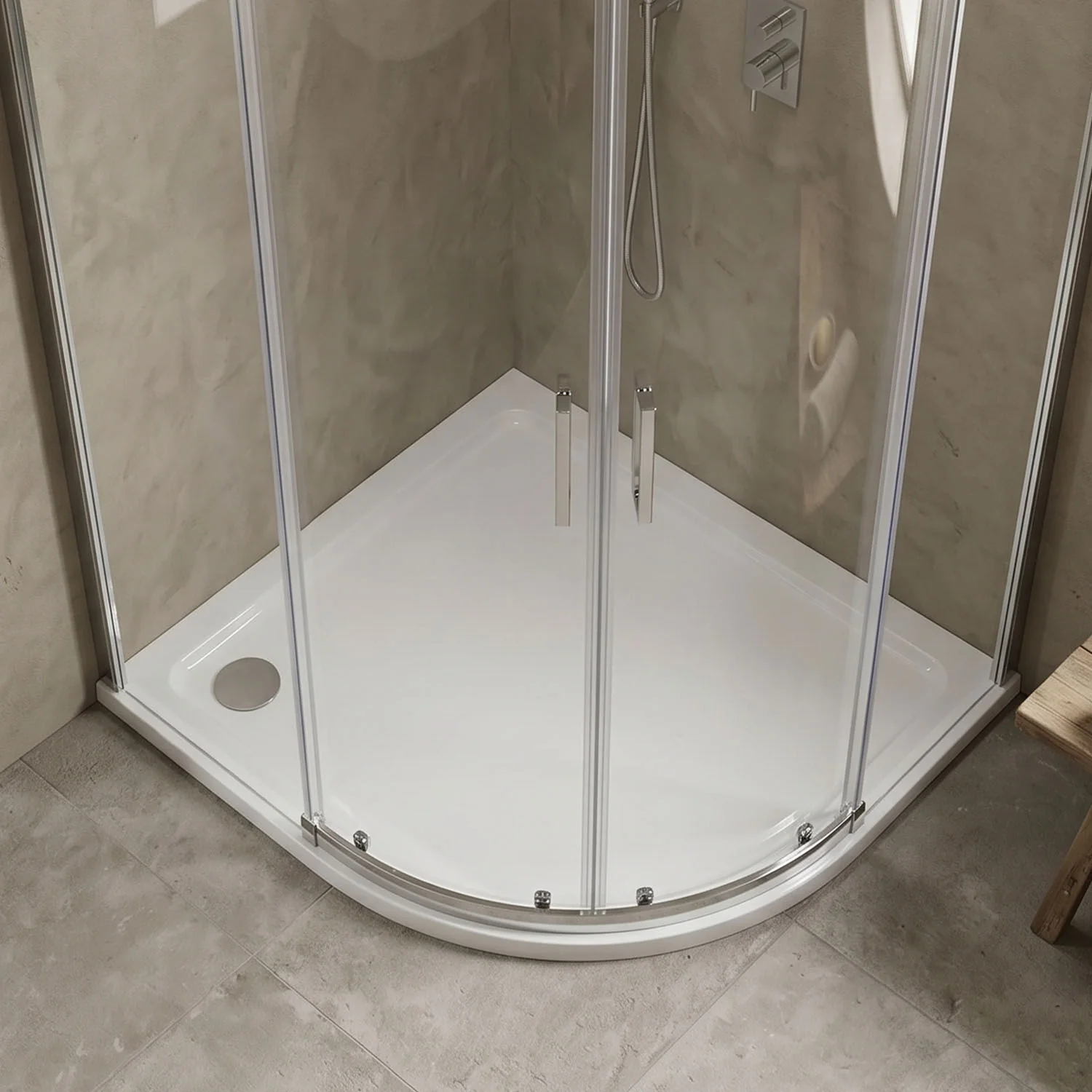 Balterley Shower Tray Modern Offset Quadrant Shower Tray, Left or Right Hand - Choice of Size and Finish - Image 3