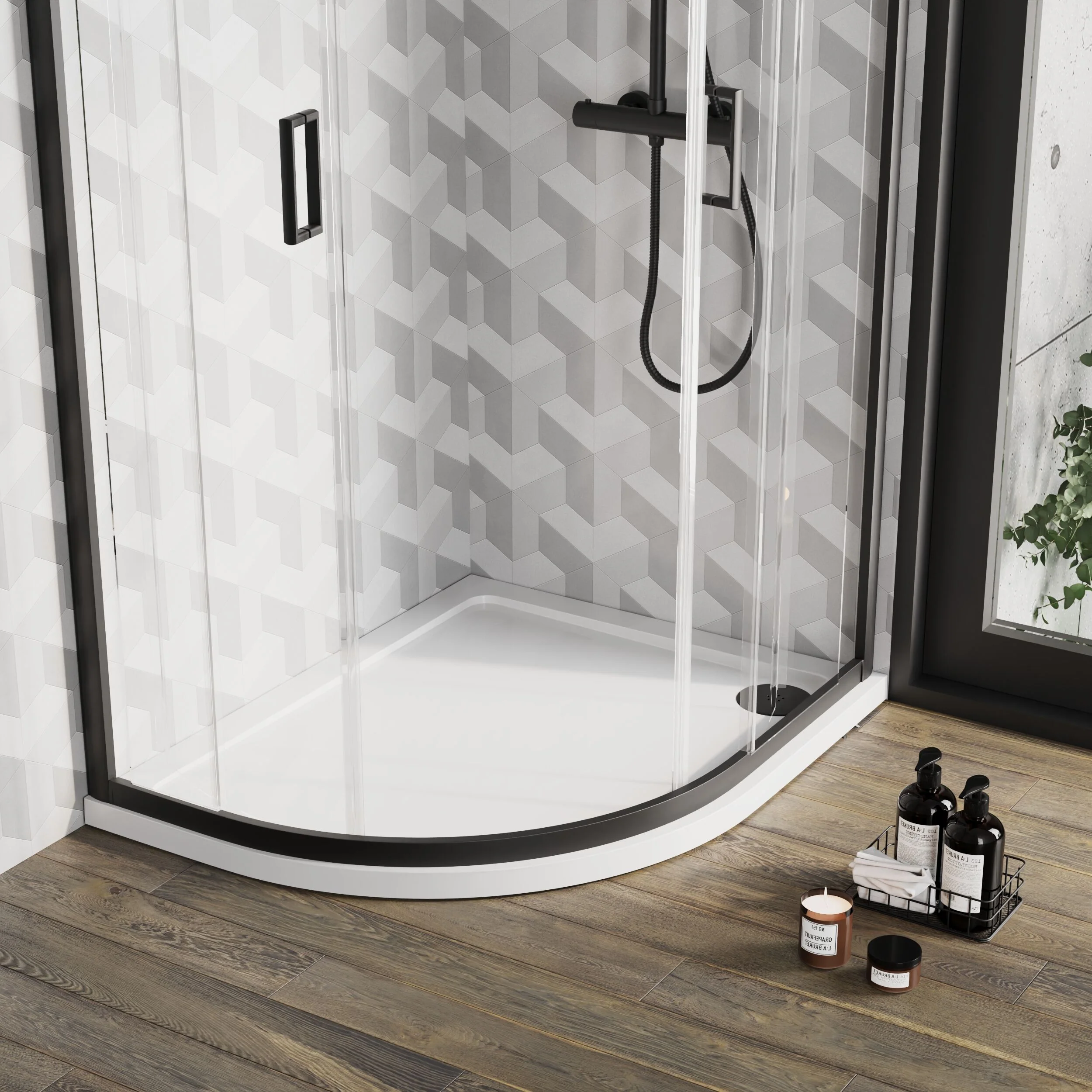 Balterley Shower Tray Modern Offset Quadrant Shower Tray, Left or Right Hand - Choice of Size and Finish - Image 30