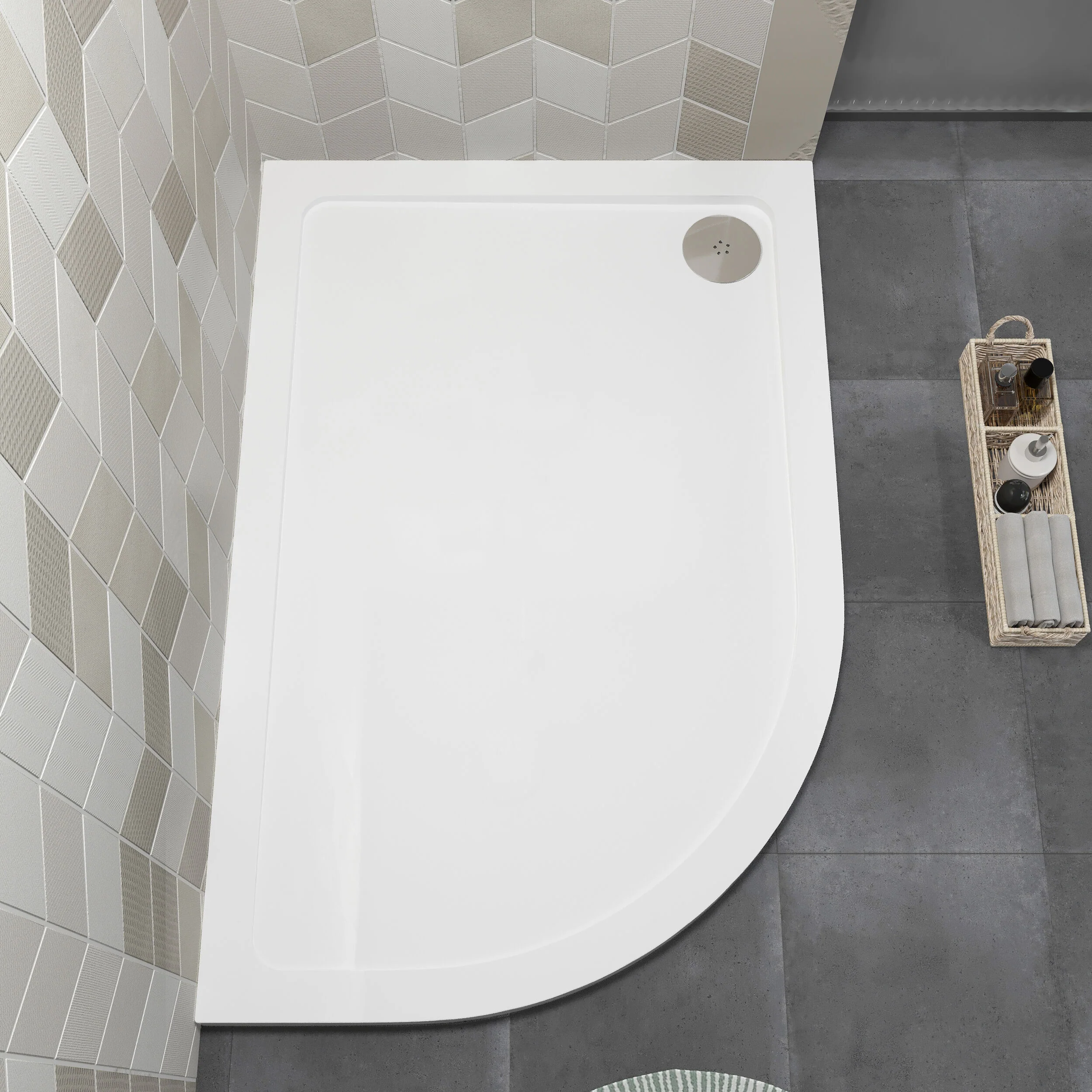 Balterley Shower Tray Modern Offset Quadrant Shower Tray, Left or Right Hand - Choice of Size and Finish - Image 32