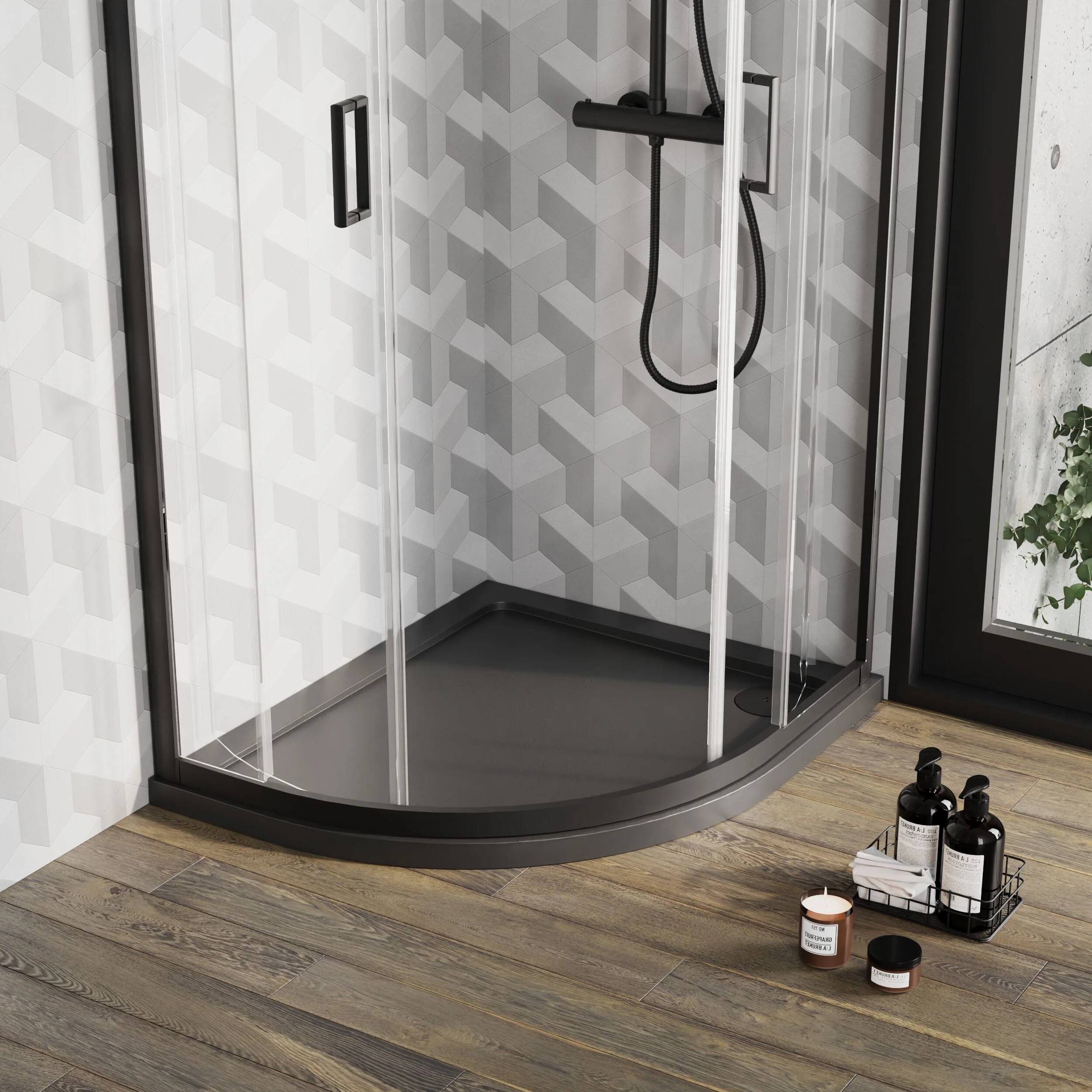 Balterley Shower Tray Modern Offset Quadrant Shower Tray, Left or Right Hand - Choice of Size and Finish - Image 35