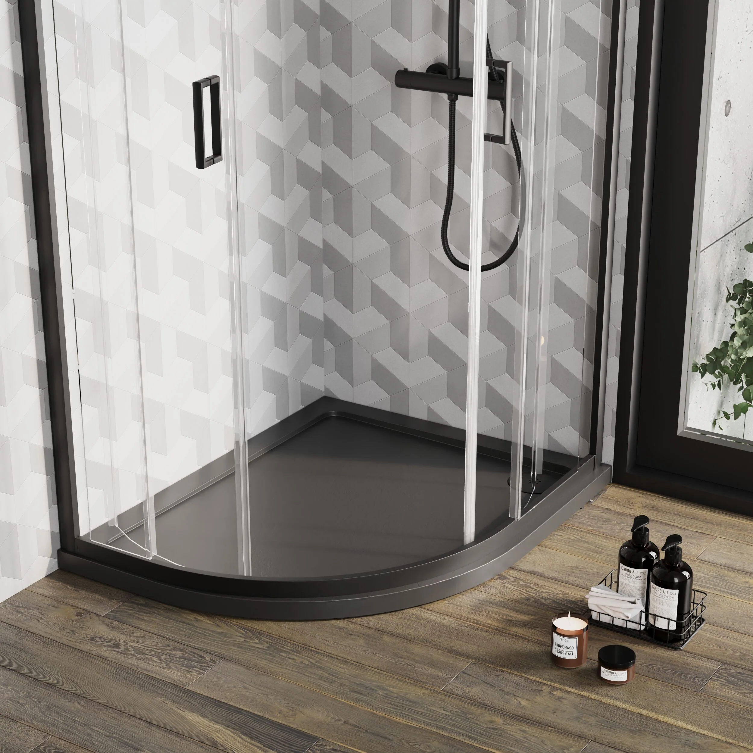 Balterley Shower Tray Modern Offset Quadrant Shower Tray, Left or Right Hand - Choice of Size and Finish - Image 39