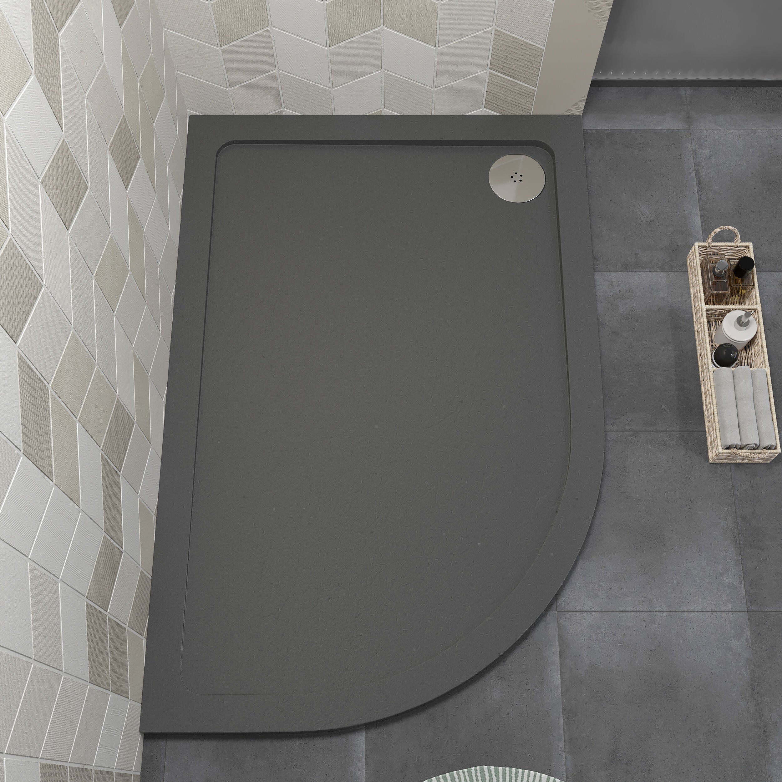Balterley Shower Tray Modern Offset Quadrant Shower Tray, Left or Right Hand - Choice of Size and Finish - Image 44