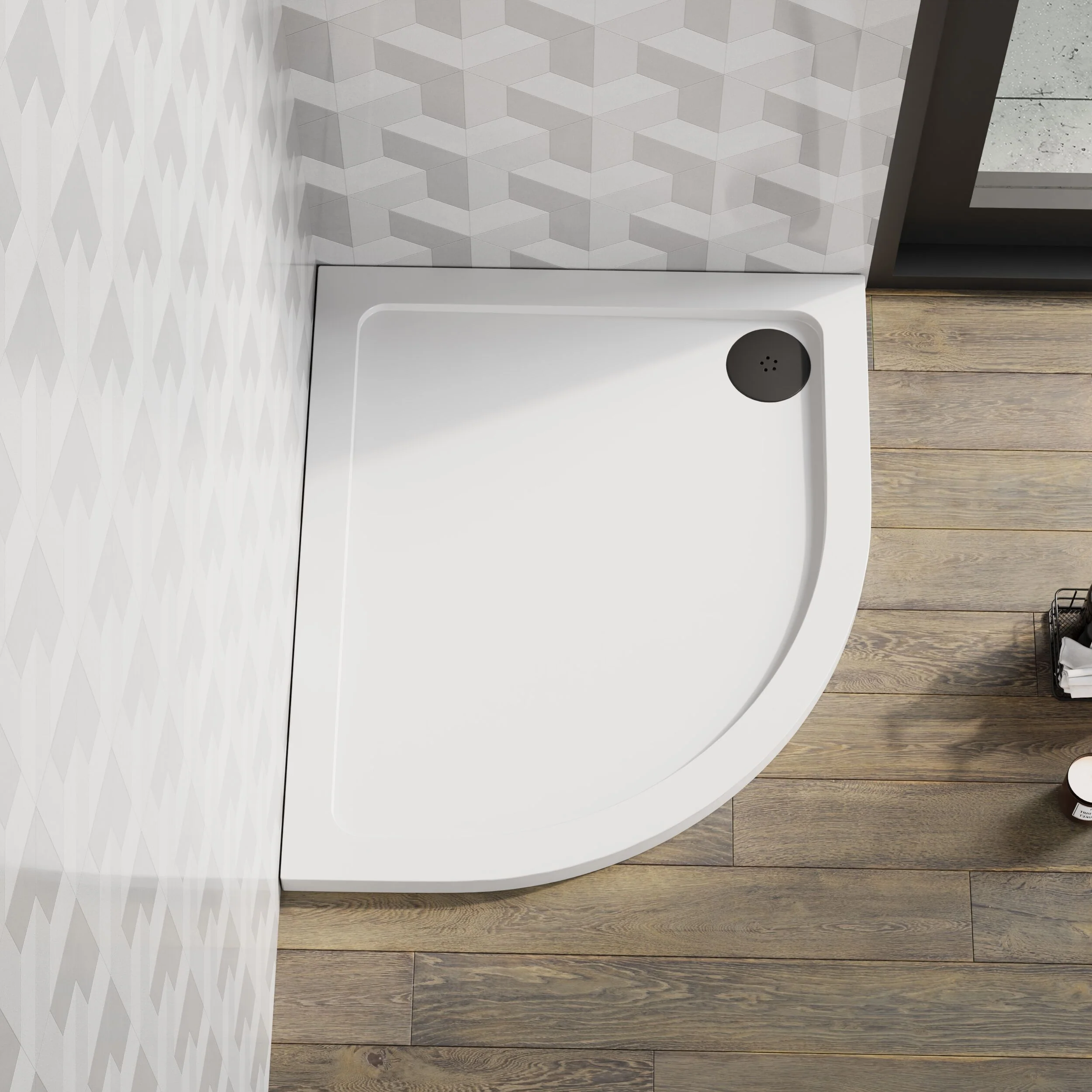 Balterley Shower Tray Modern Offset Quadrant Shower Tray, Left or Right Hand - Choice of Size and Finish - Image 8