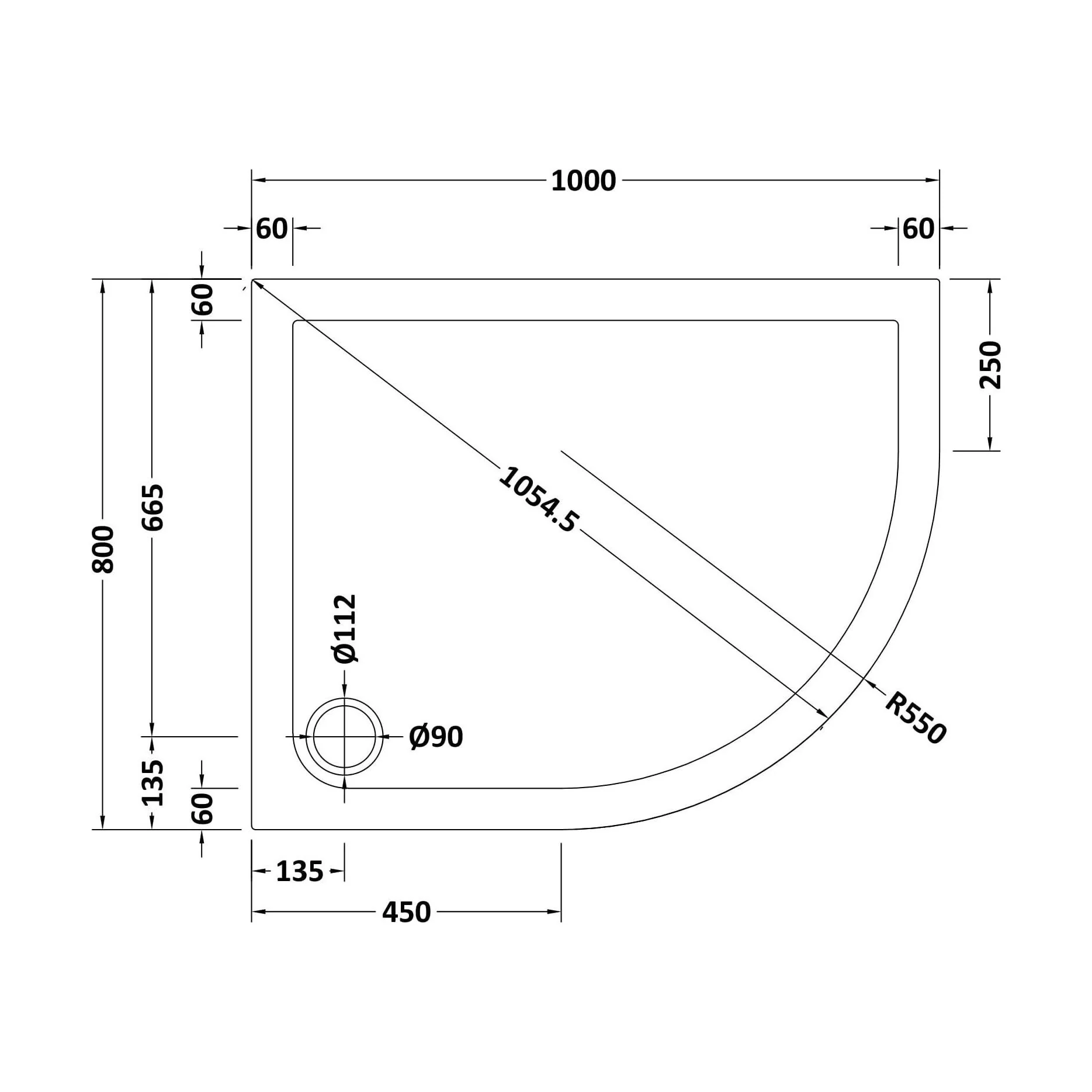 Balterley Shower Tray Modern Offset Quadrant Shower Tray, Left or Right Hand - Choice of Size and Finish - Image 82