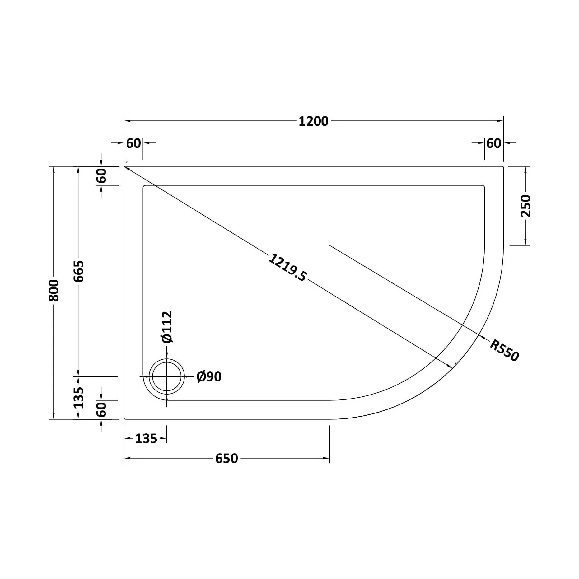 Balterley Shower Tray Modern Offset Quadrant Shower Tray, Left or Right Hand - Choice of Size and Finish - Image 98