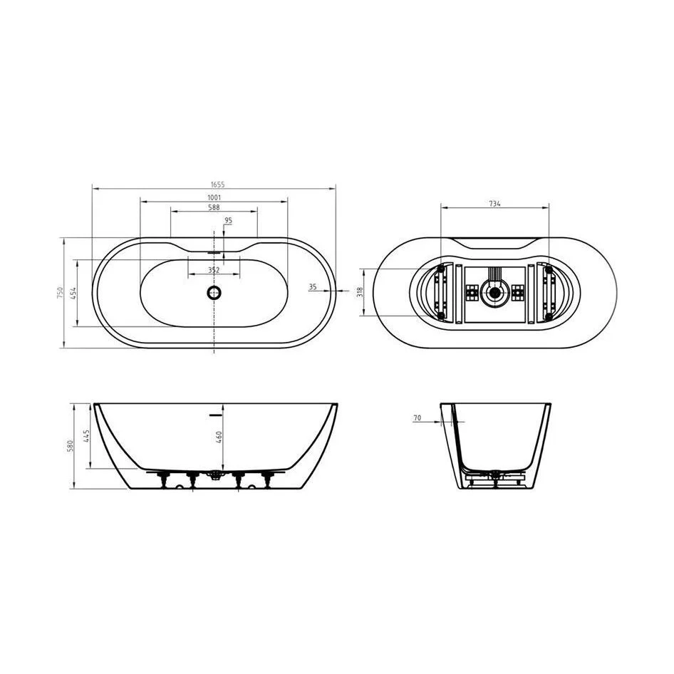Modern Oval Freestanding Double Ended Soaking Bath - Choice of Size - Image 11