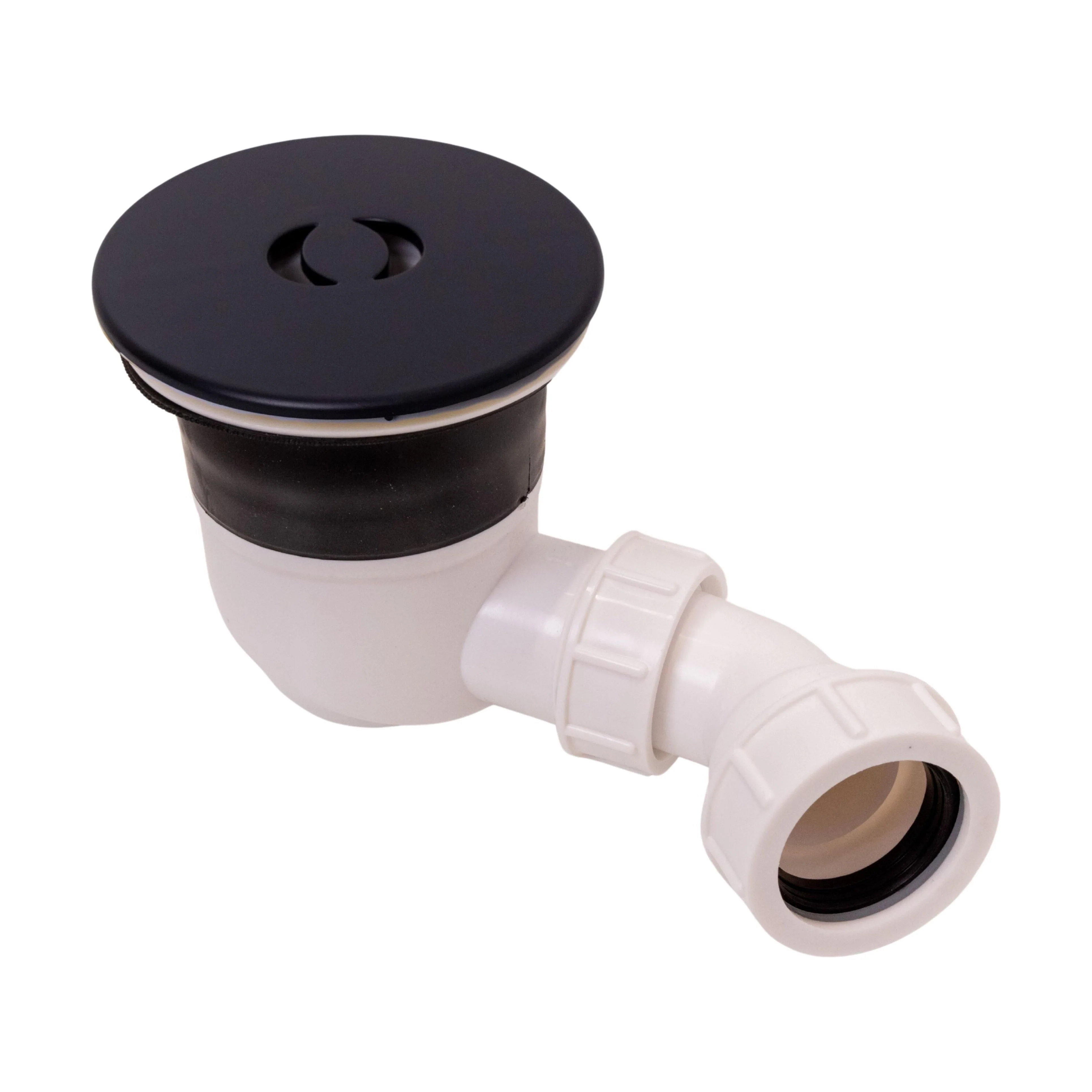 Modern Round Bathroom Shower Tray Waste with Elbow, Top Fix Installation, 125 x 114 x 187 mm - Choice of Colour - Image 2