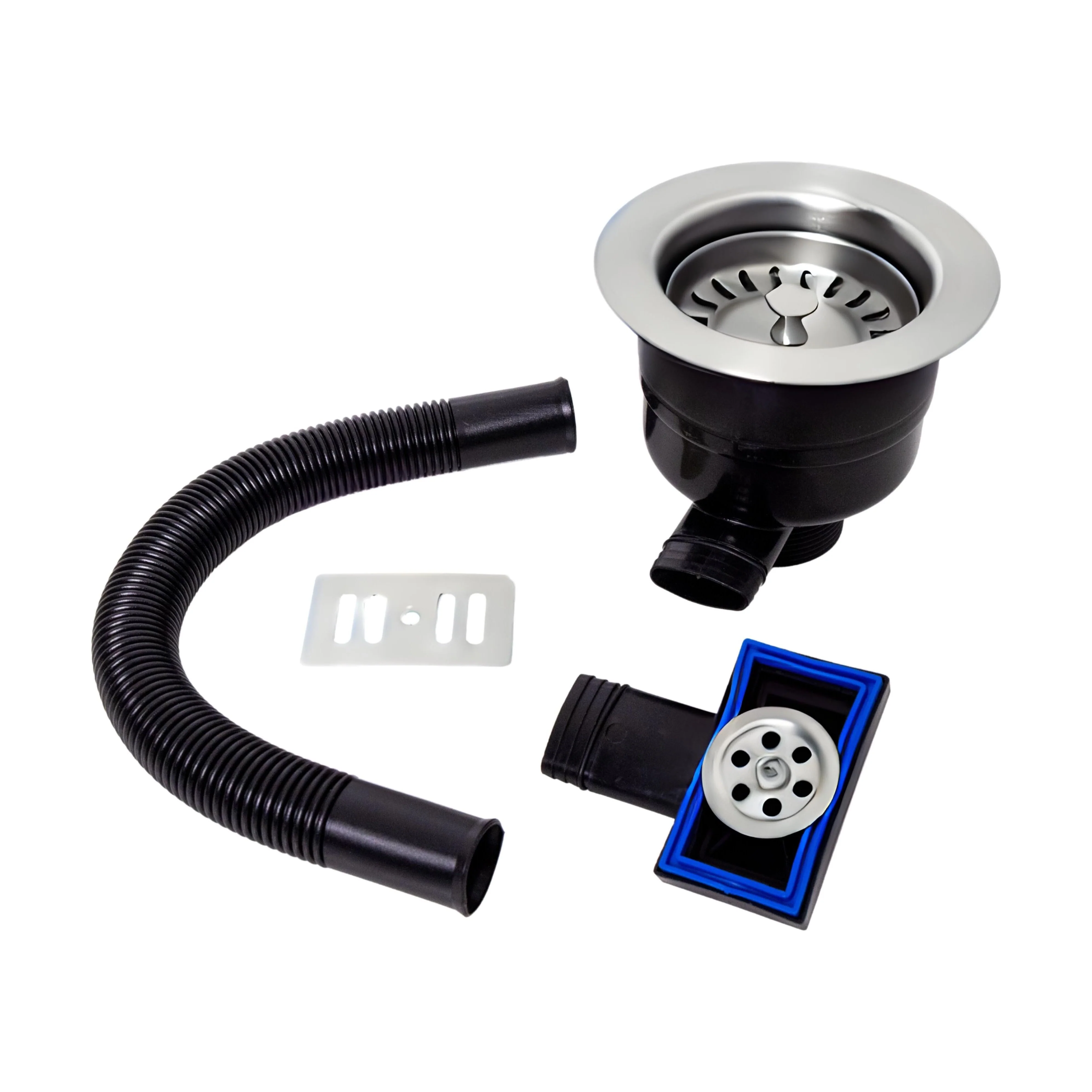 Modern Round Kitchen Sink Strainer Waste with Overflow, Top Fix Installation, 231 x 114 x 214mm - Choice of Colour