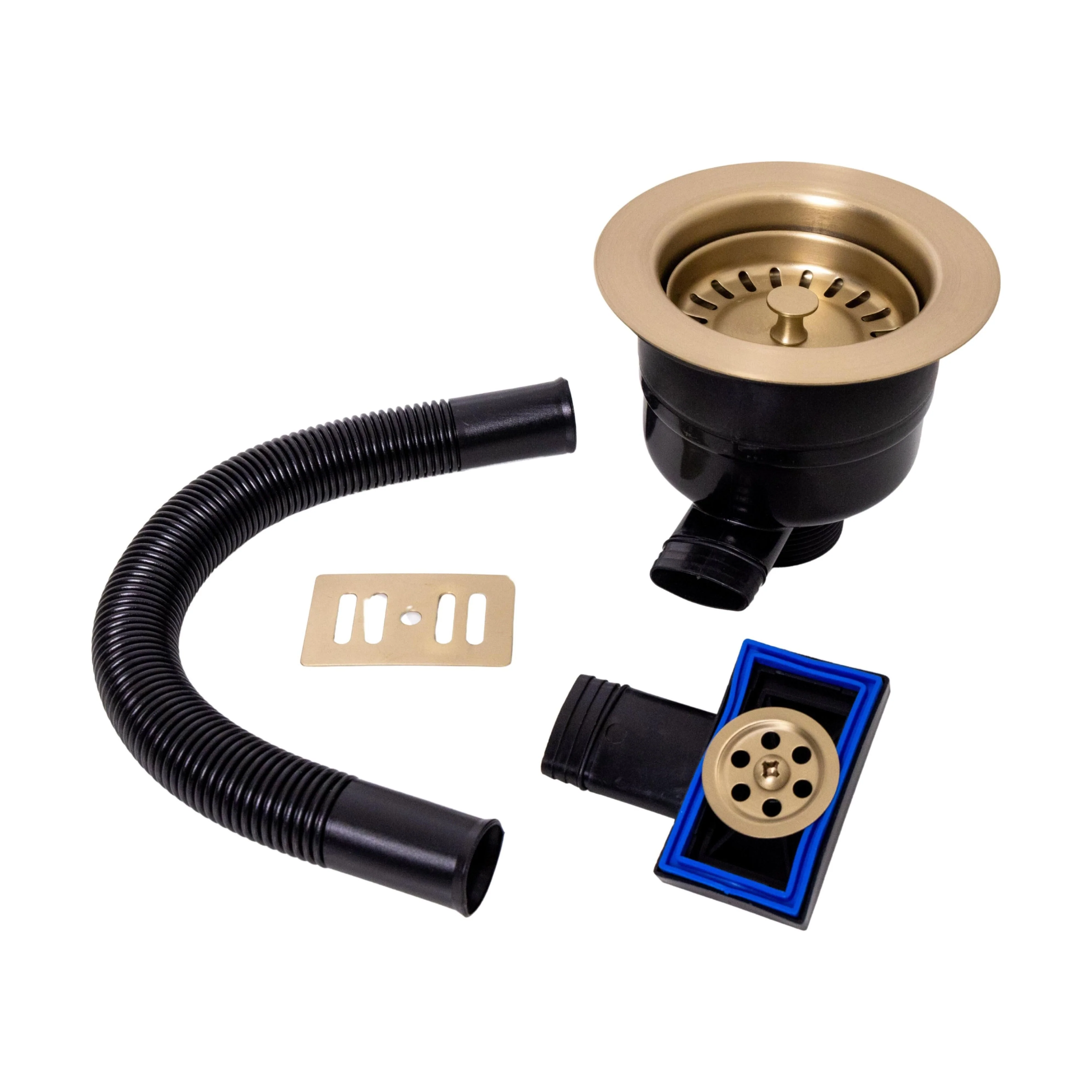 Modern Round Kitchen Sink Strainer Waste with Overflow, Top Fix Installation, 231 x 114 x 214mm - Choice of Colour - Image 2