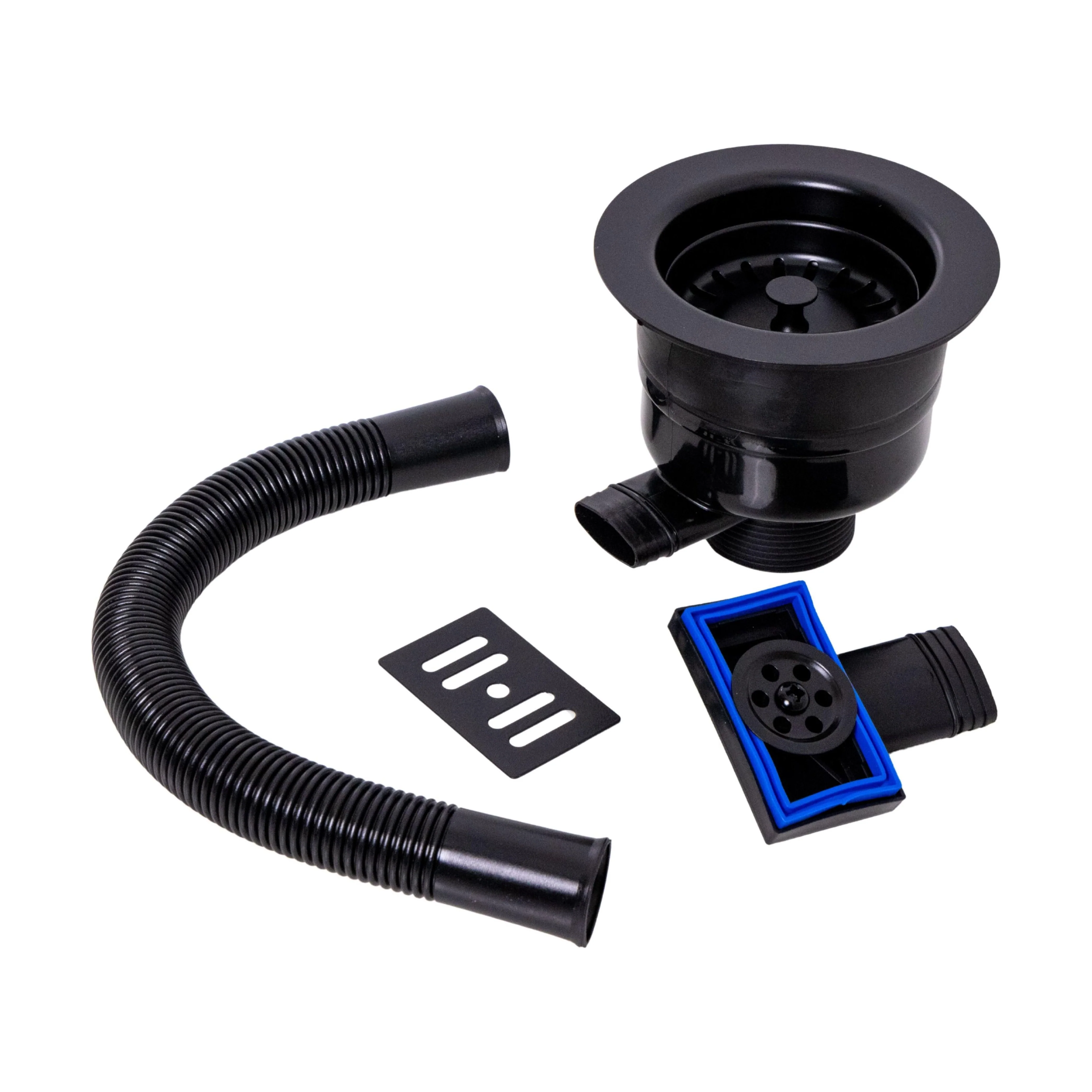 Modern Round Kitchen Sink Strainer Waste with Overflow, Top Fix Installation, 231 x 114 x 214mm - Choice of Colour - Image 3