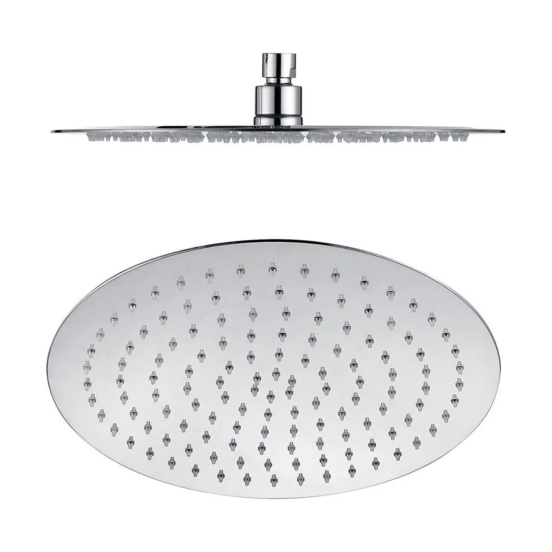 Modern Slimline 12” Round Fixed Shower Head - Chrome, 300mm