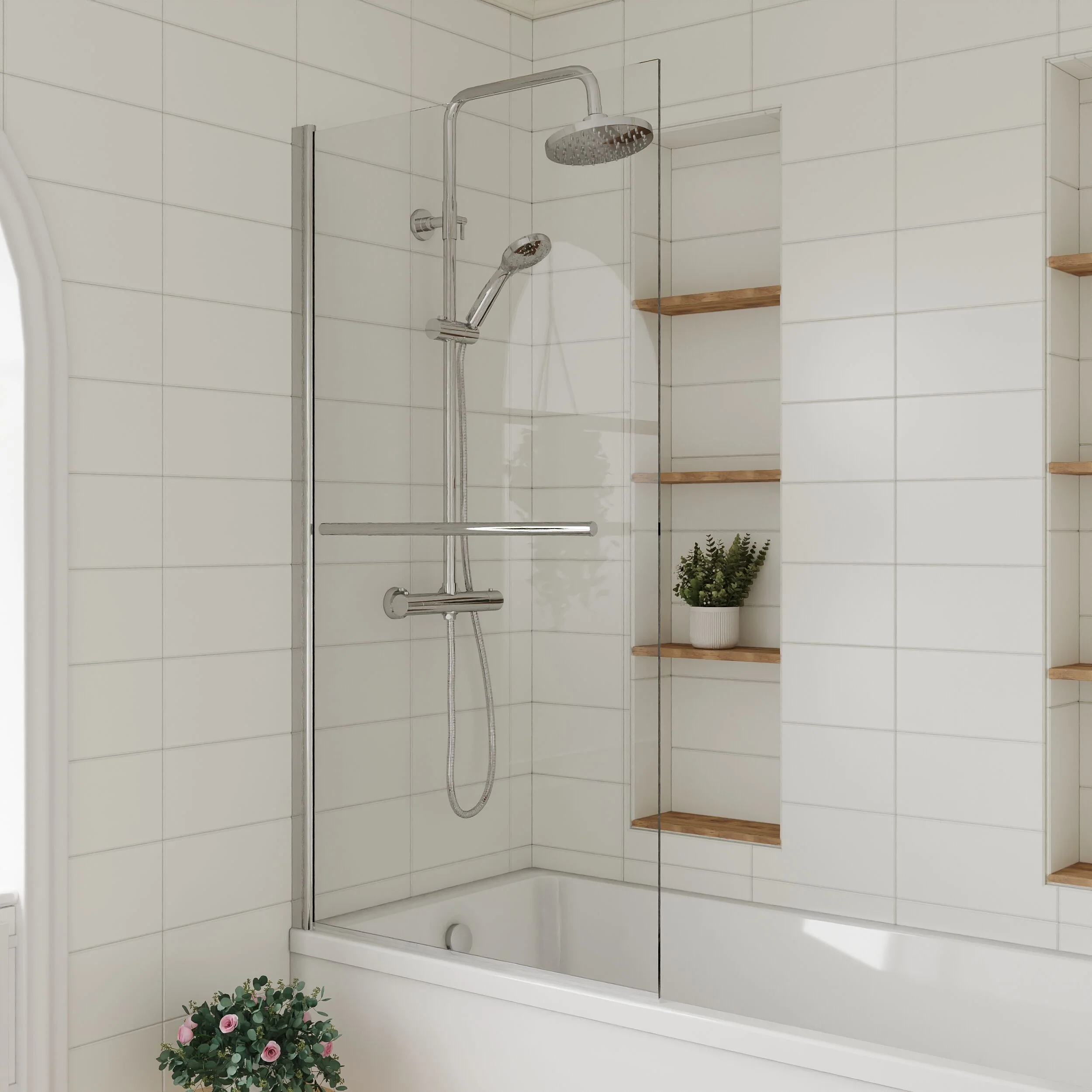 Contemporary Square Bath Shower Screen - Choice of Style and Finish - Image 10