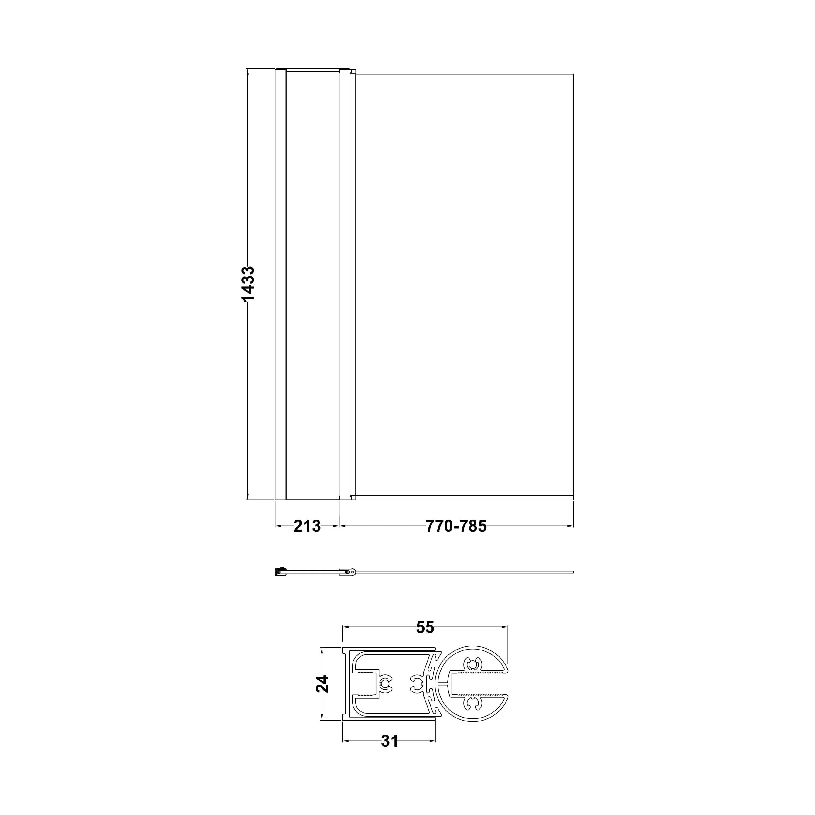 Contemporary Square Bath Shower Screen - Choice of Style and Finish - Image 19