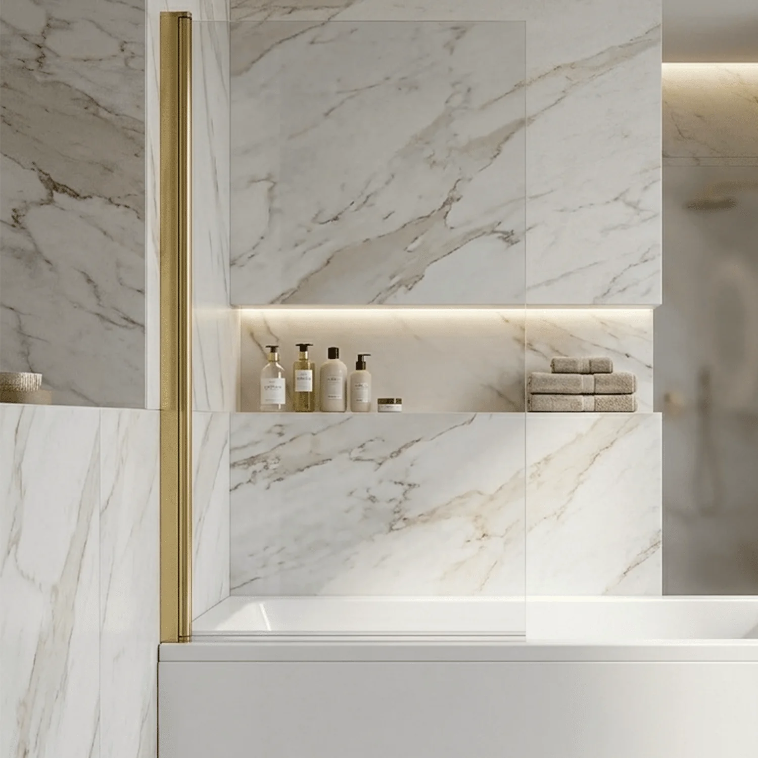 Contemporary Square Bath Shower Screen - Choice of Style and Finish - Image 2
