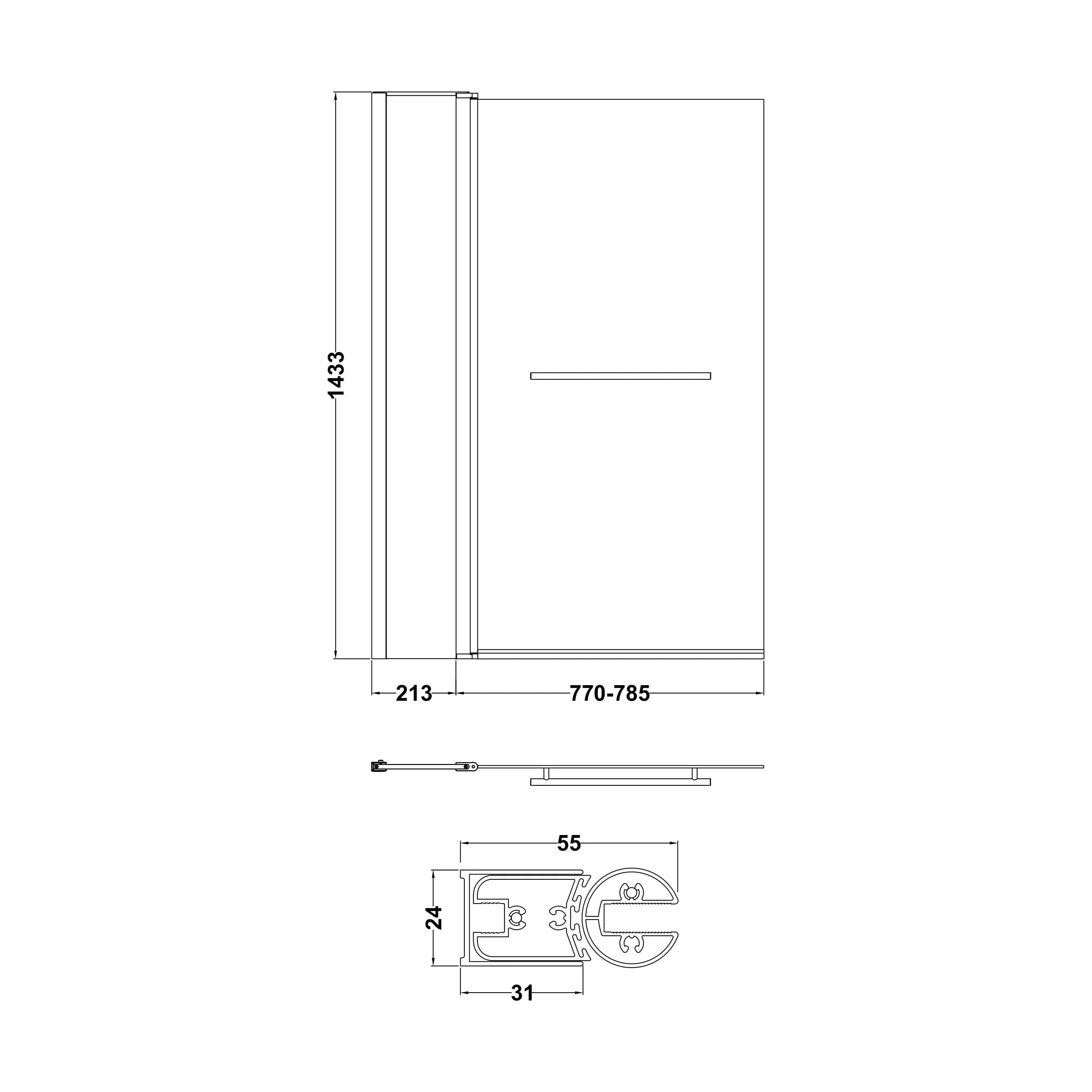 Contemporary Square Bath Shower Screen - Choice of Style and Finish - Image 22