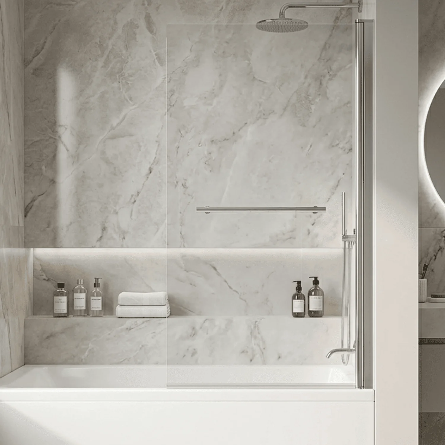 Contemporary Square Bath Shower Screen - Choice of Style and Finish - Image 3