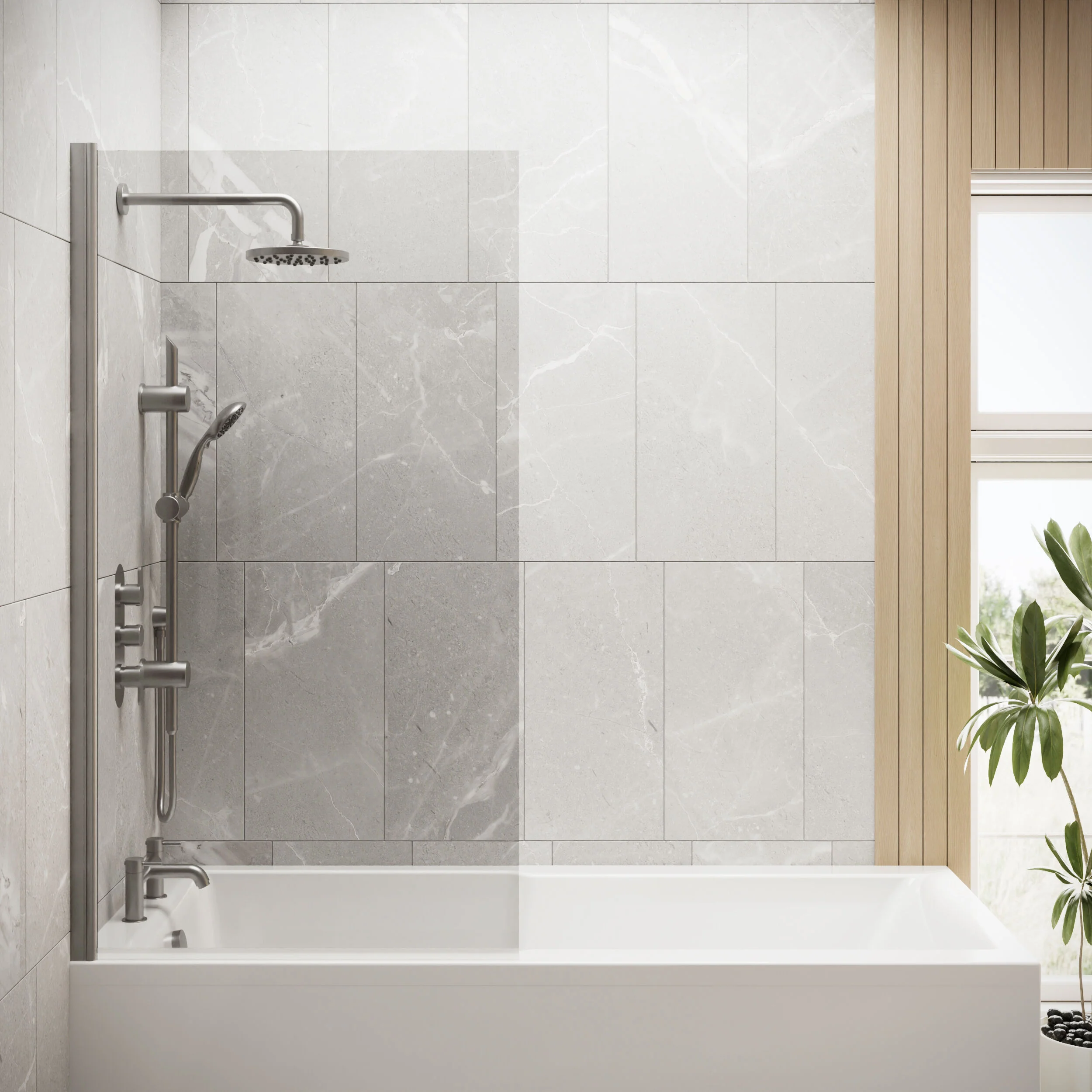 Contemporary Square Bath Shower Screen - Choice of Style and Finish - Image 4