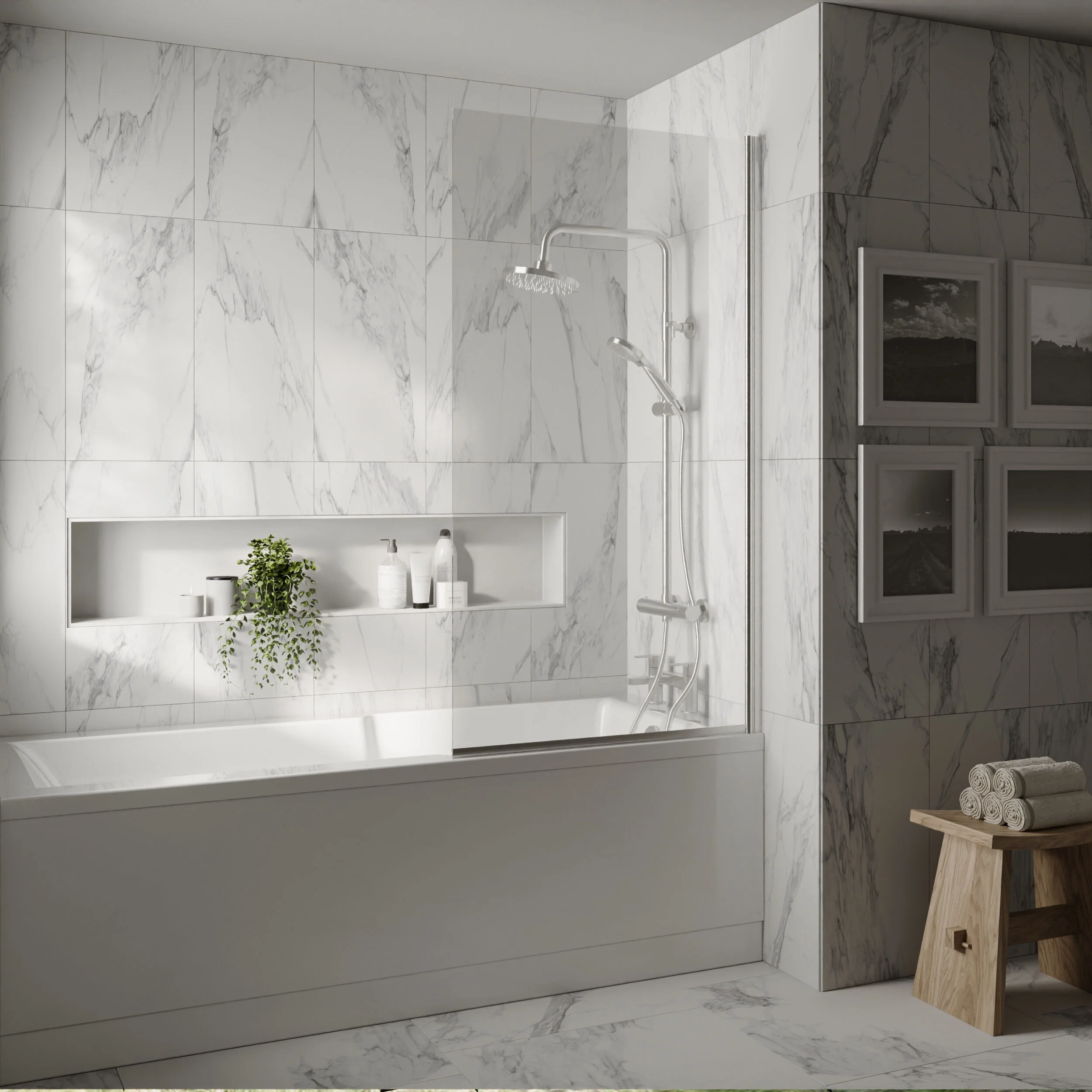 Contemporary Square Bath Shower Screen - Choice of Style and Finish - Image 5