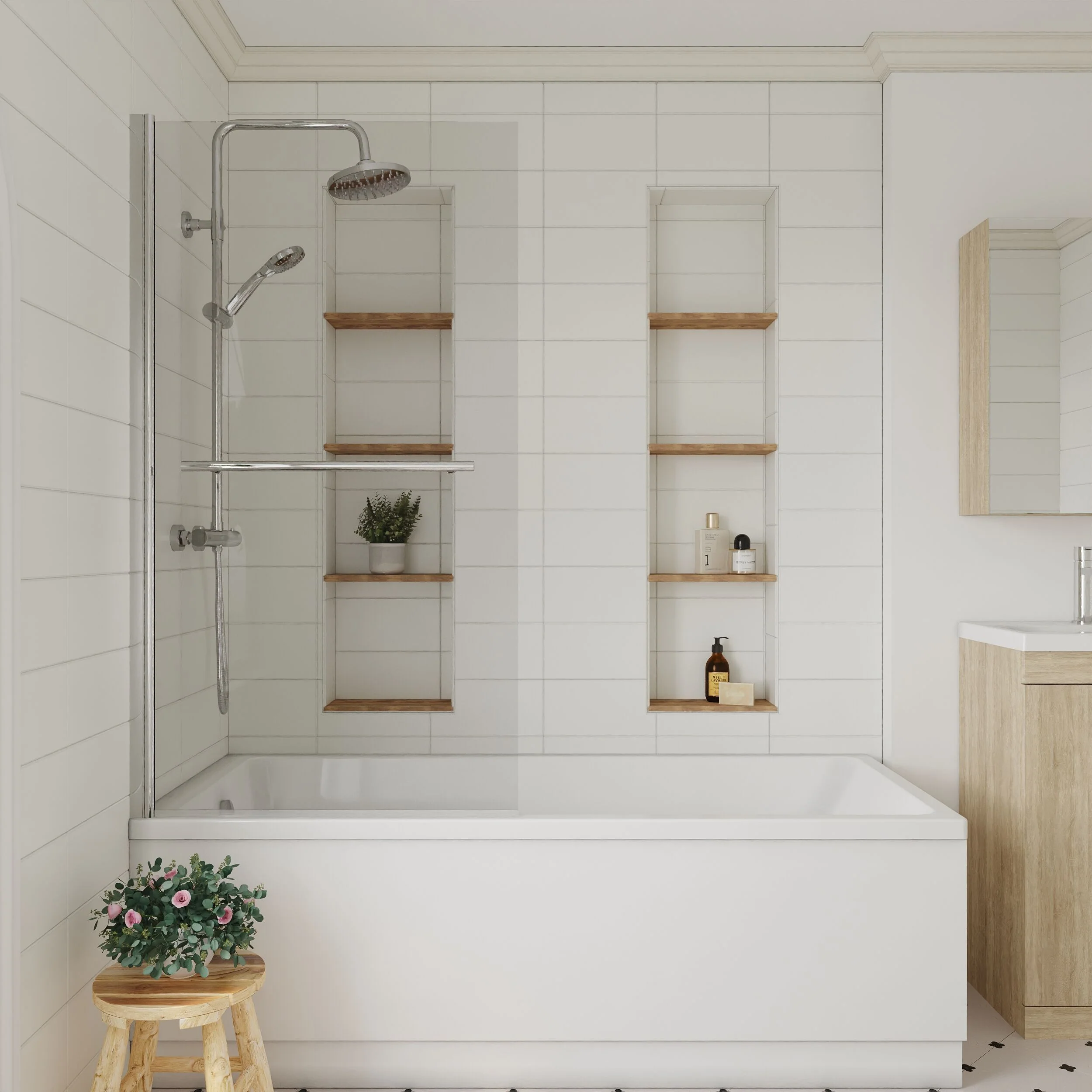 Contemporary Square Bath Shower Screen - Choice of Style and Finish - Image 8