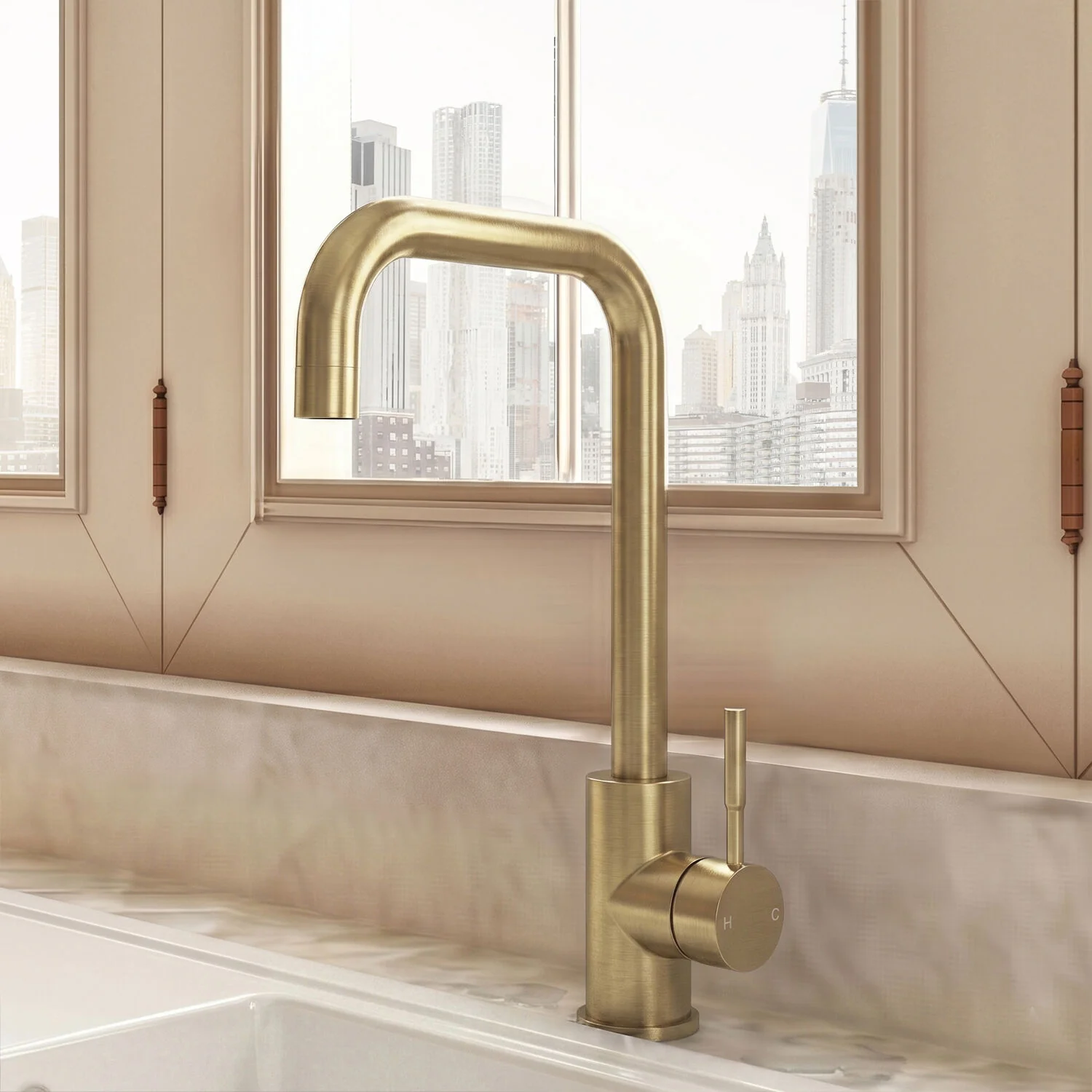 Modern Square Kitchen Sink Mixer Tap Single Lever, Top Fix Installation, 352 x 90 x 245 mm - Choice of Colour - Image 3