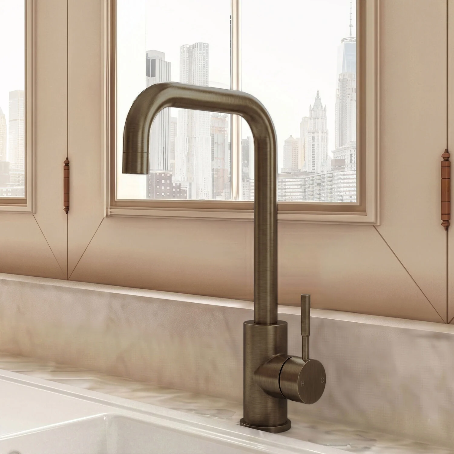Modern Square Kitchen Sink Mixer Tap Single Lever, Top Fix Installation, 352 x 90 x 245 mm - Choice of Colour - Image 5
