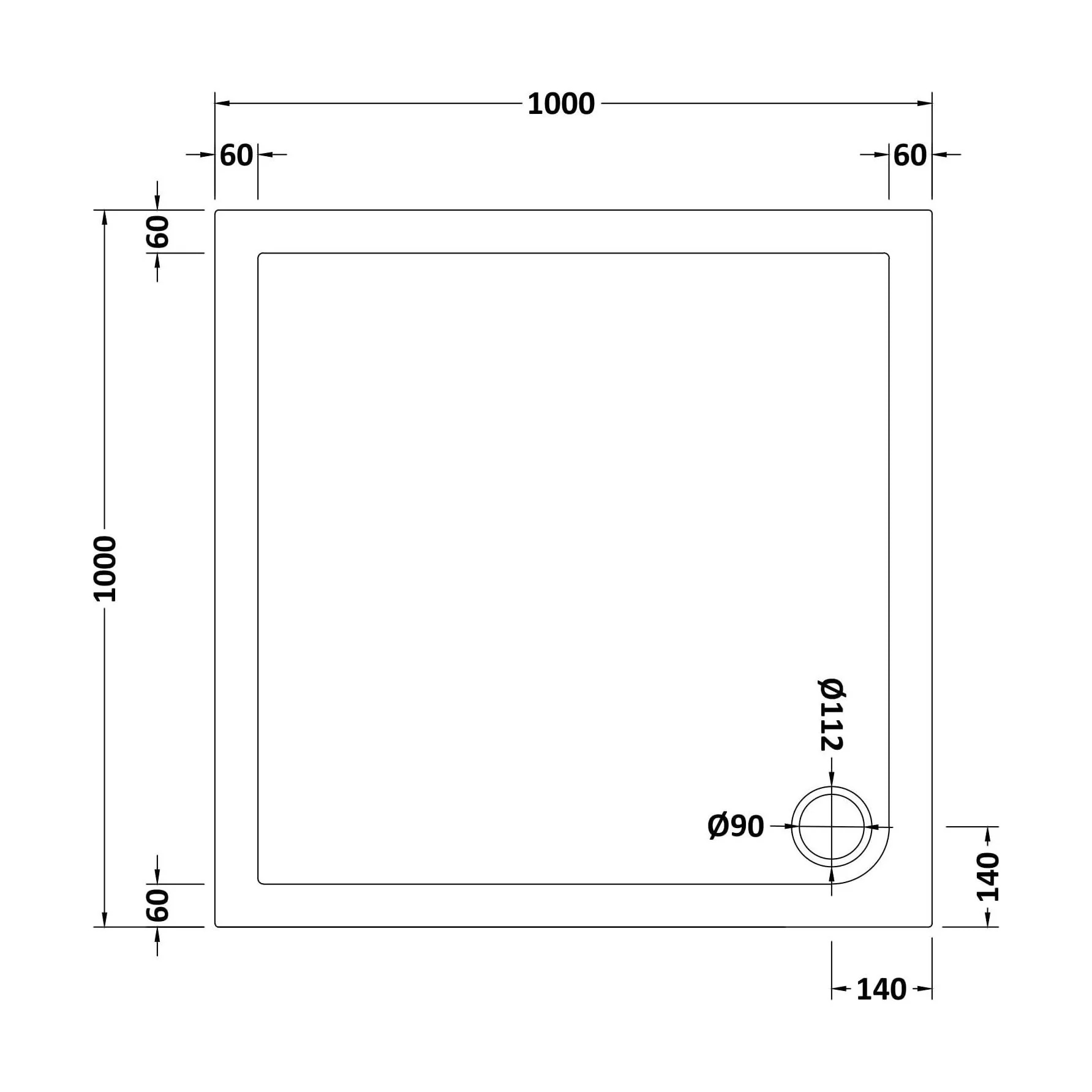 Balterley Shower Tray Modern Square, 40mm Profile - Choice of Size and Colour - Image 39