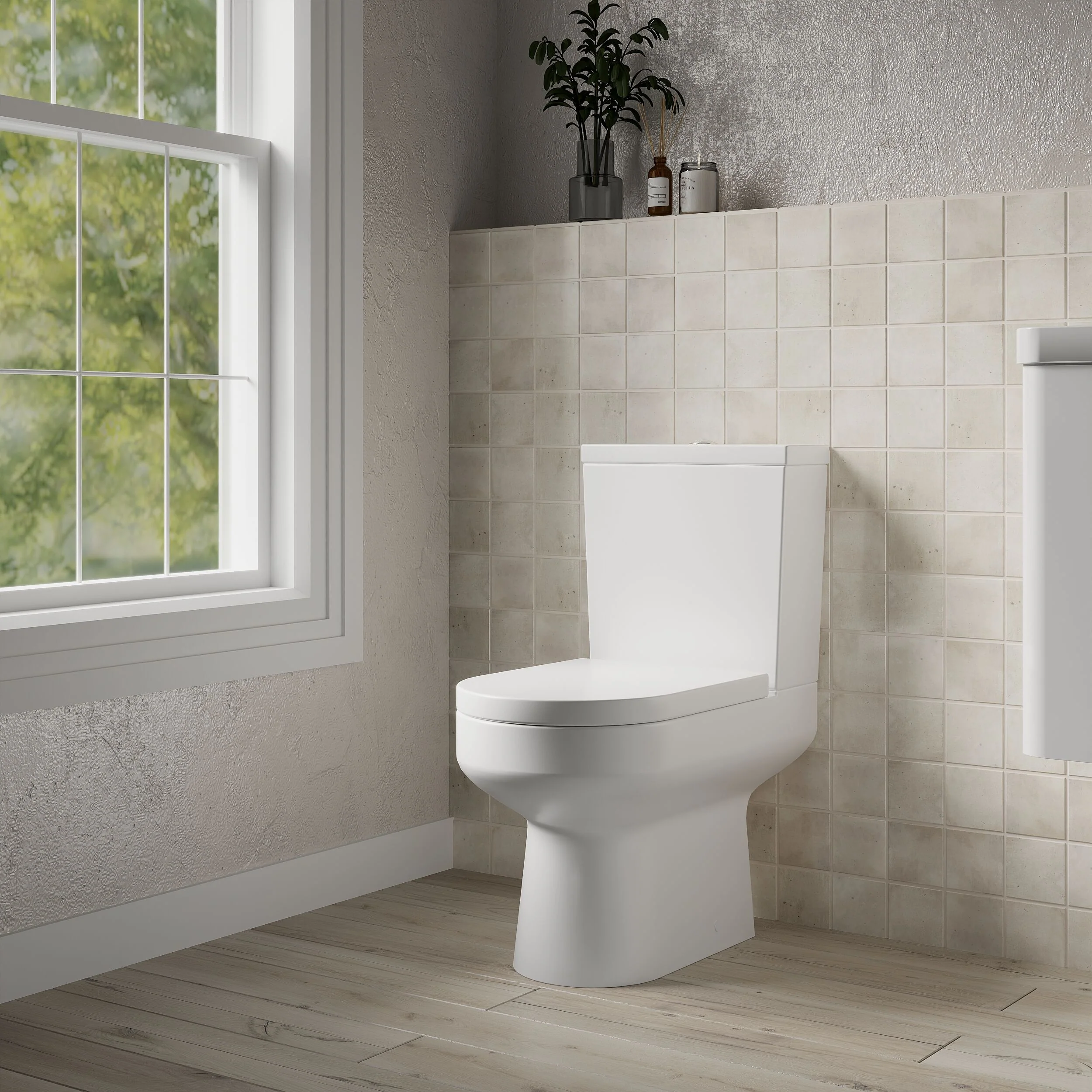 Copmere Modern White Semi-Flush to Wall Bathroom Toilet Pan & Cistern - 380mm - Image 4