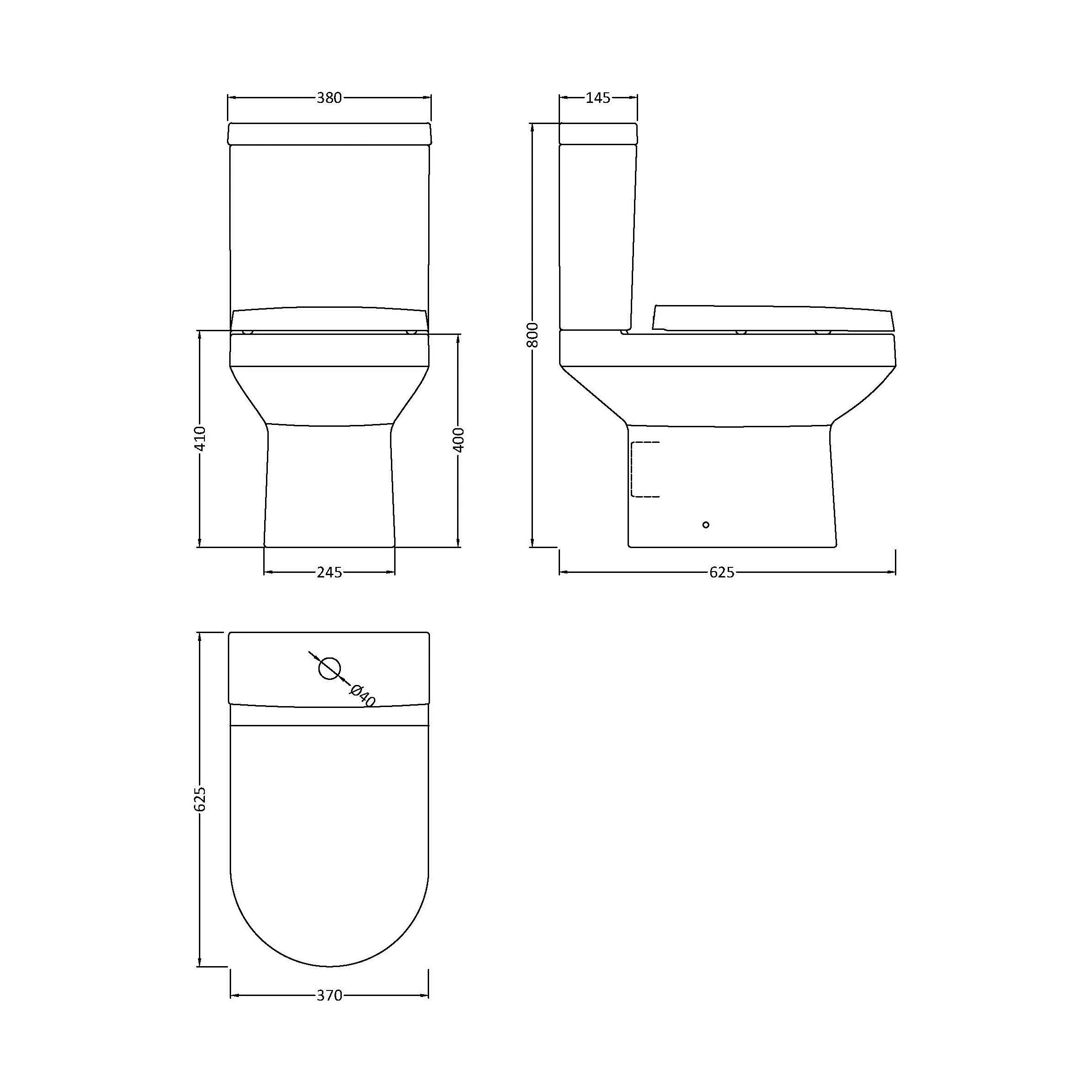 Copmere Modern White Semi-Flush to Wall Bathroom Toilet Pan & Cistern - 380mm - Image 5