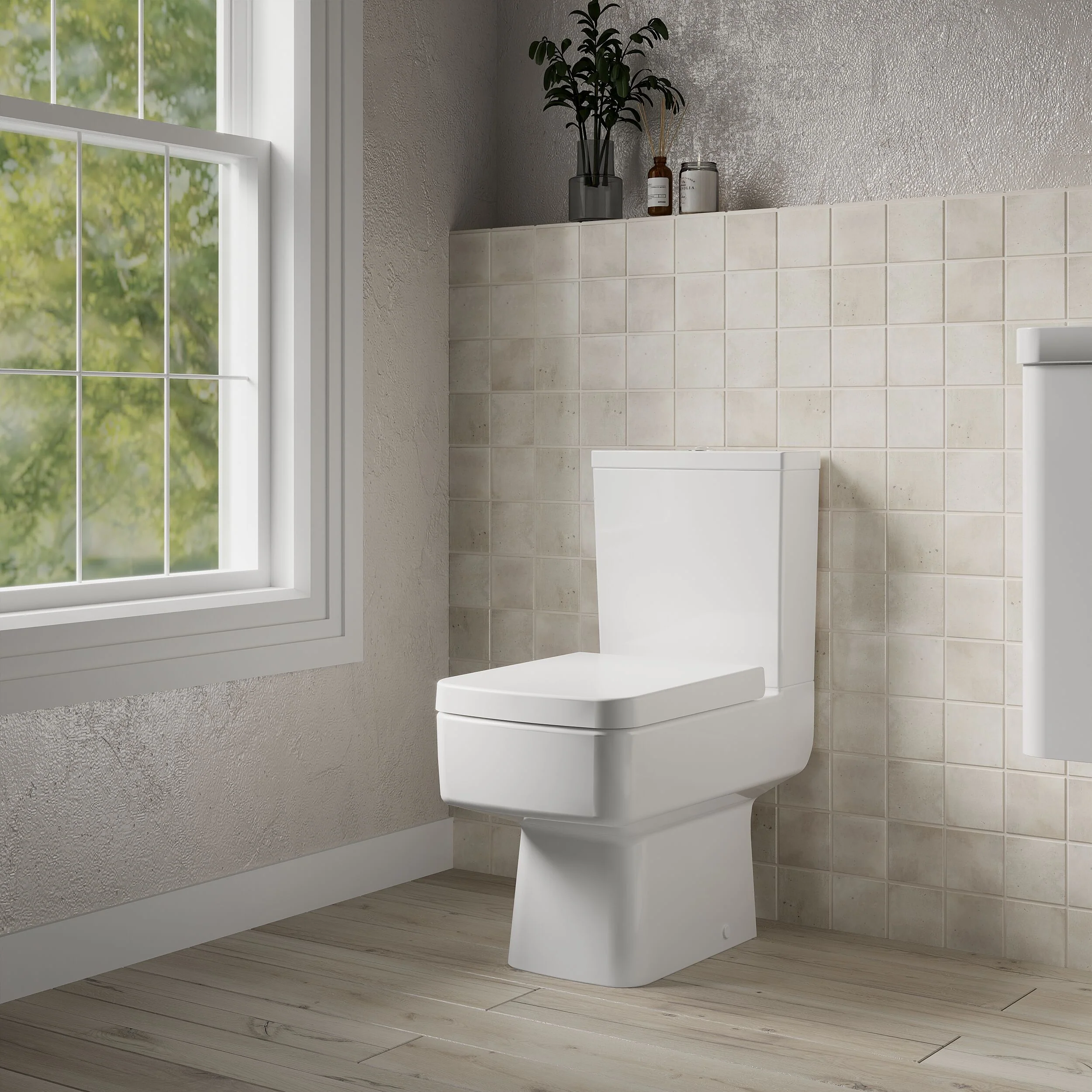 Forsbrook Modern White Semi Flush-to-Wall Toilet and Cistern – 610mm - Image 4