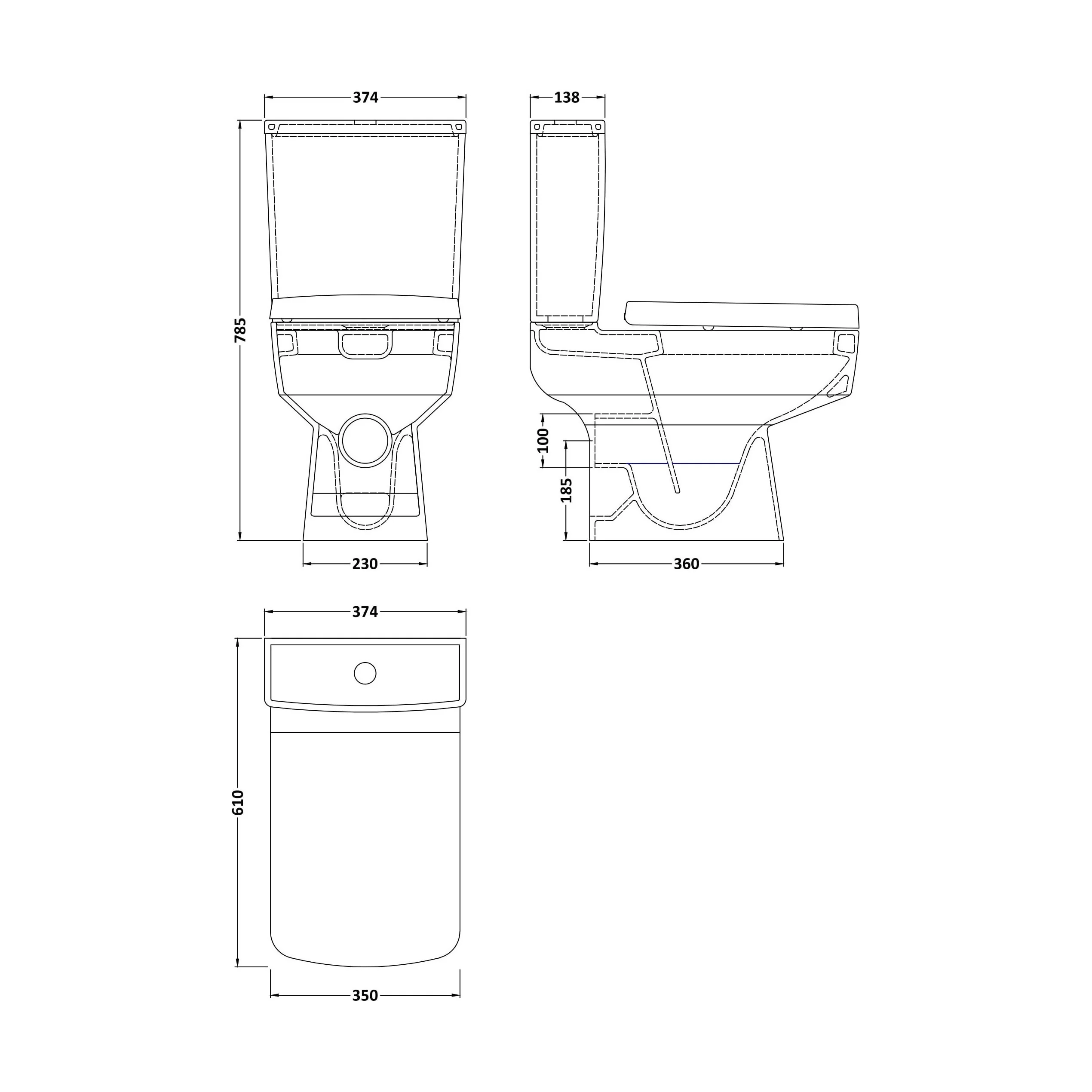 Forsbrook Modern White Semi Flush-to-Wall Toilet and Cistern – 610mm - Image 5