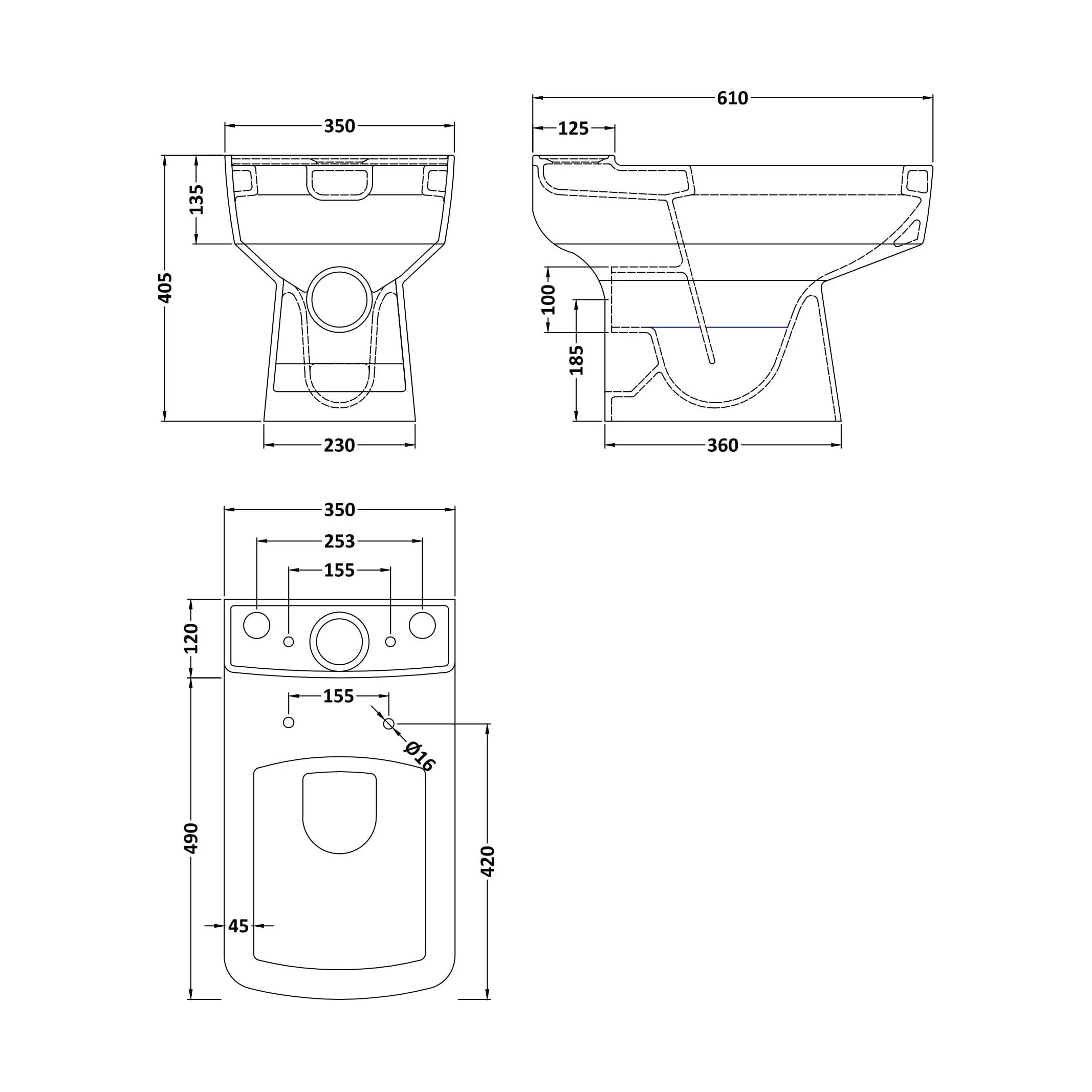 Forsbrook Square 1 Tap Hole Bathroom Basin - Choose Size and Pedestal Type - Image 10