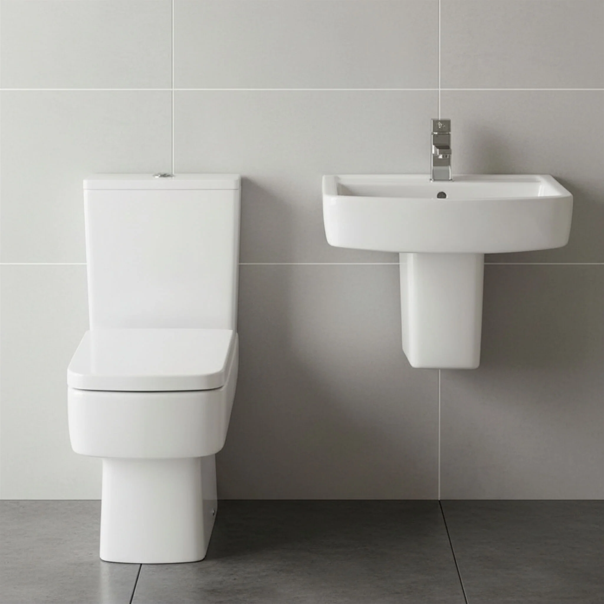 Forsbrook Square 1 Tap Hole Bathroom Basin - Choose Size and Pedestal Type - Image 3