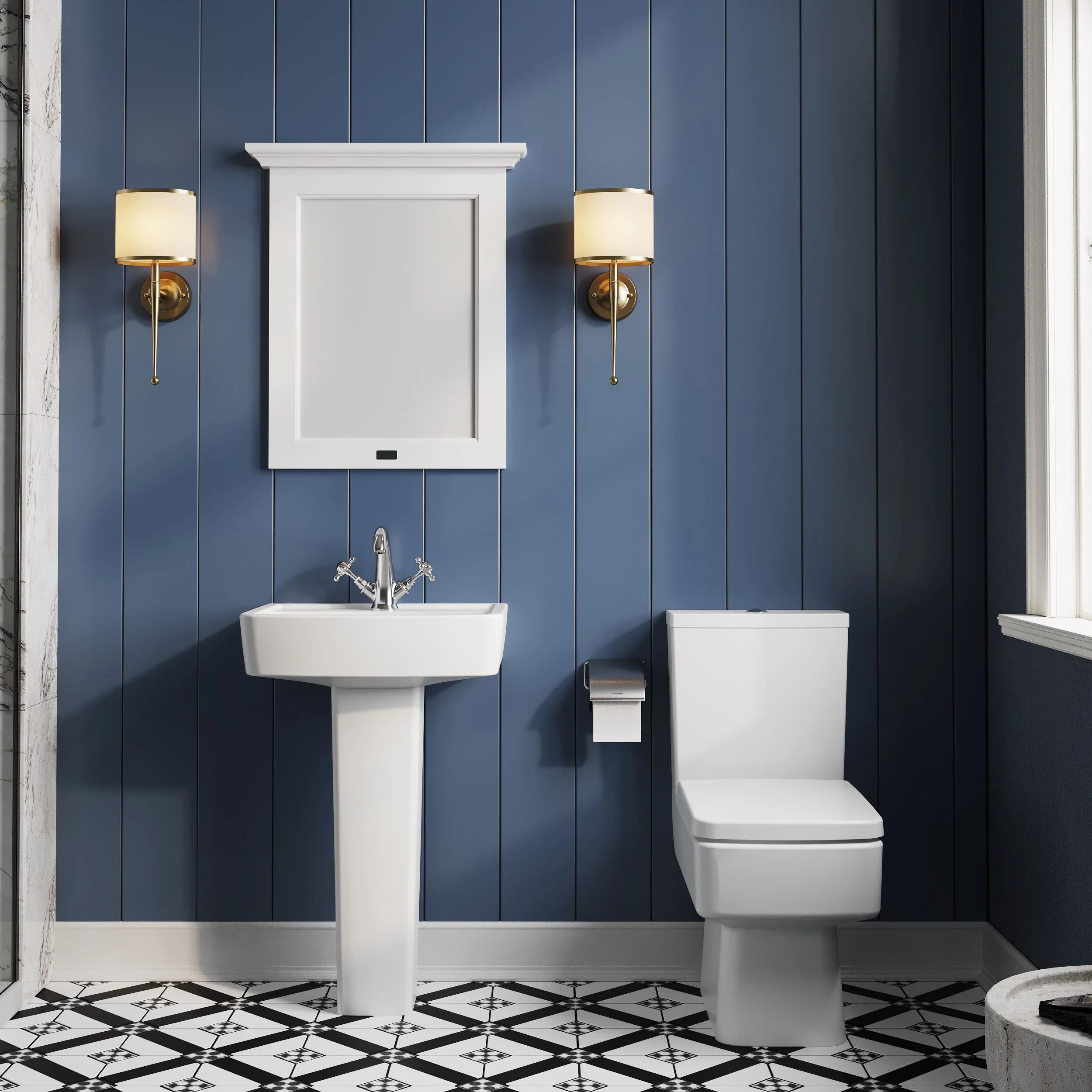 Forsbrook Square 1 Tap Hole Bathroom Basin - Choose Size and Pedestal Type - Image 4