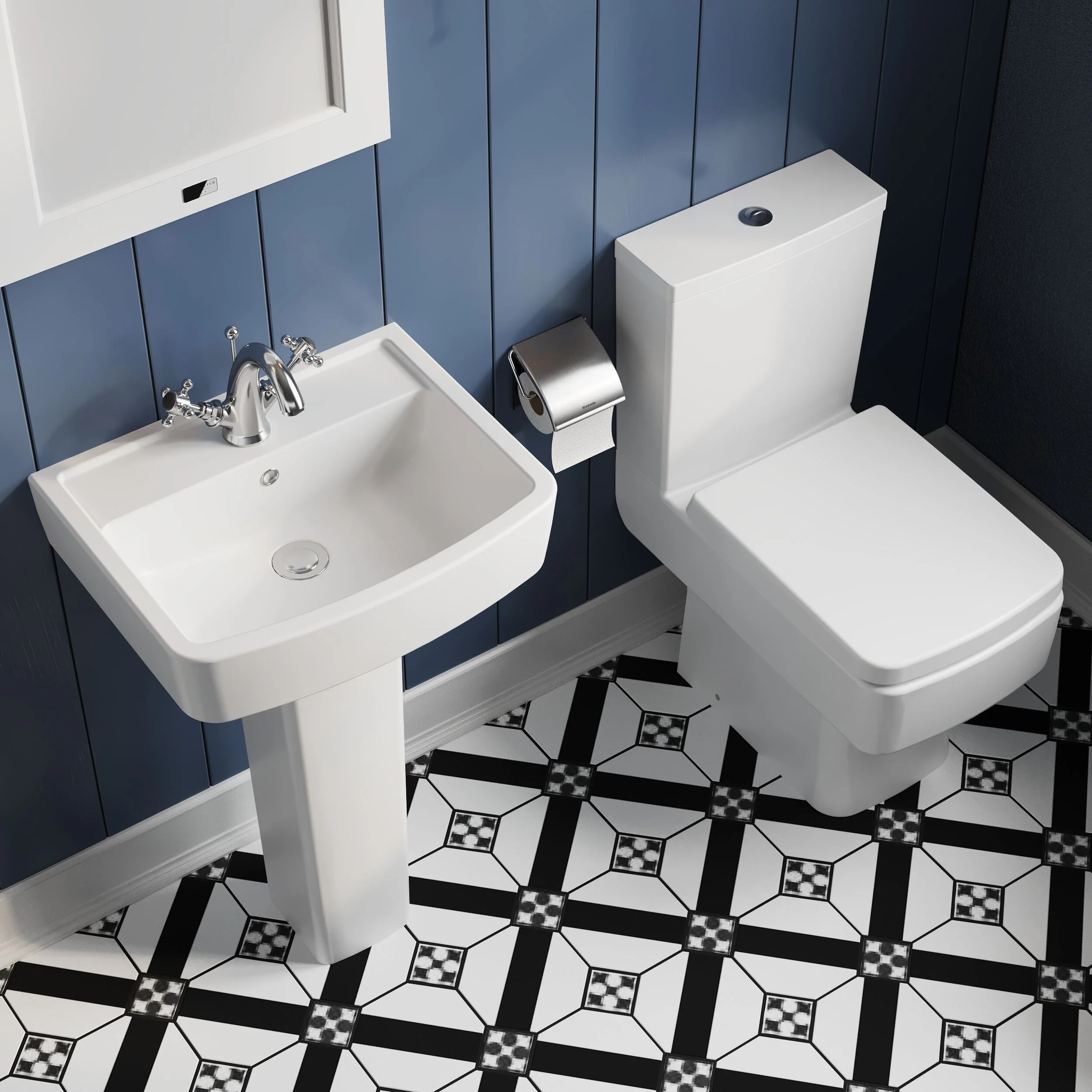 Forsbrook Square 1 Tap Hole Bathroom Basin - Choose Size and Pedestal Type - Image 5
