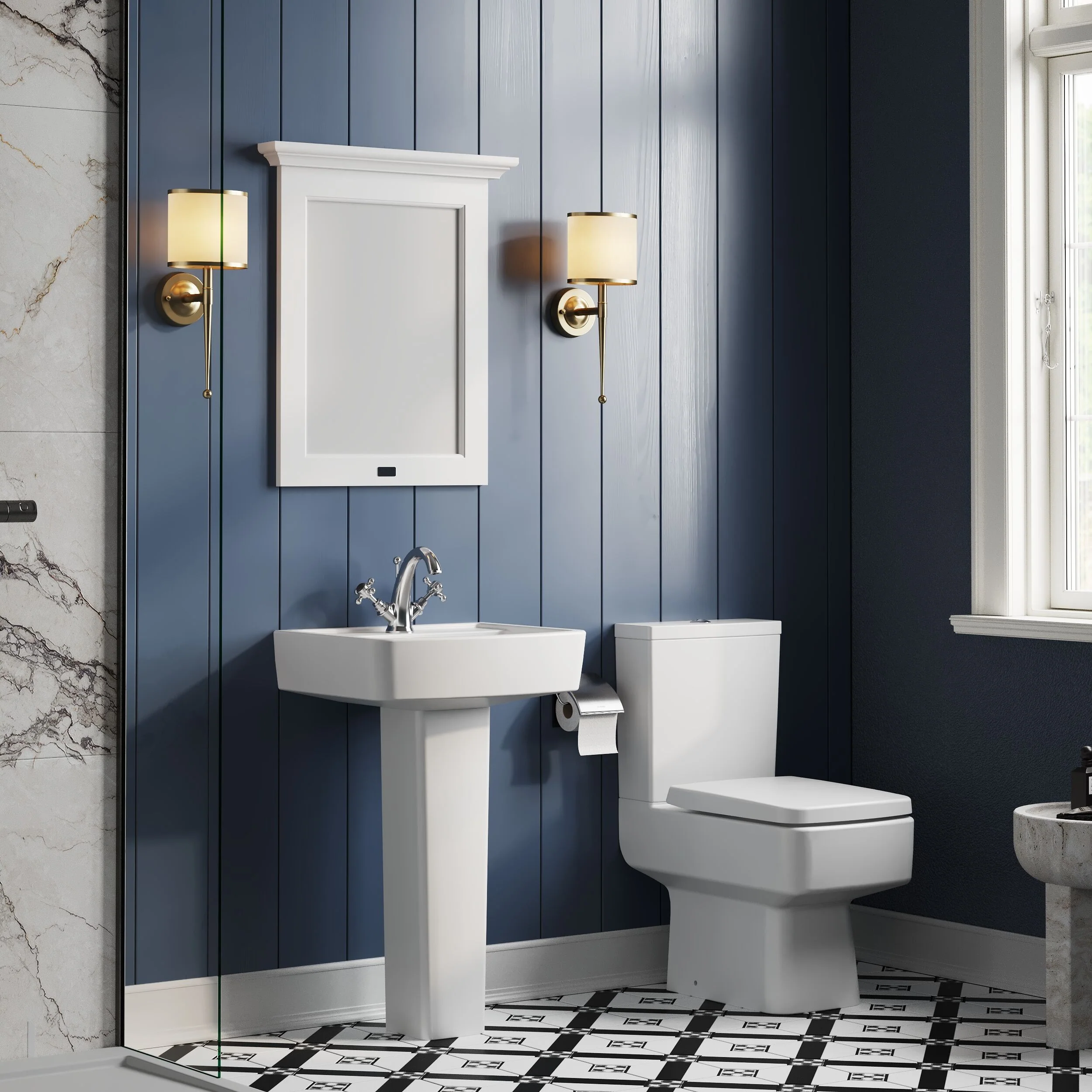 Forsbrook Square 1 Tap Hole Bathroom Basin - Choose Size and Pedestal Type - Image 6